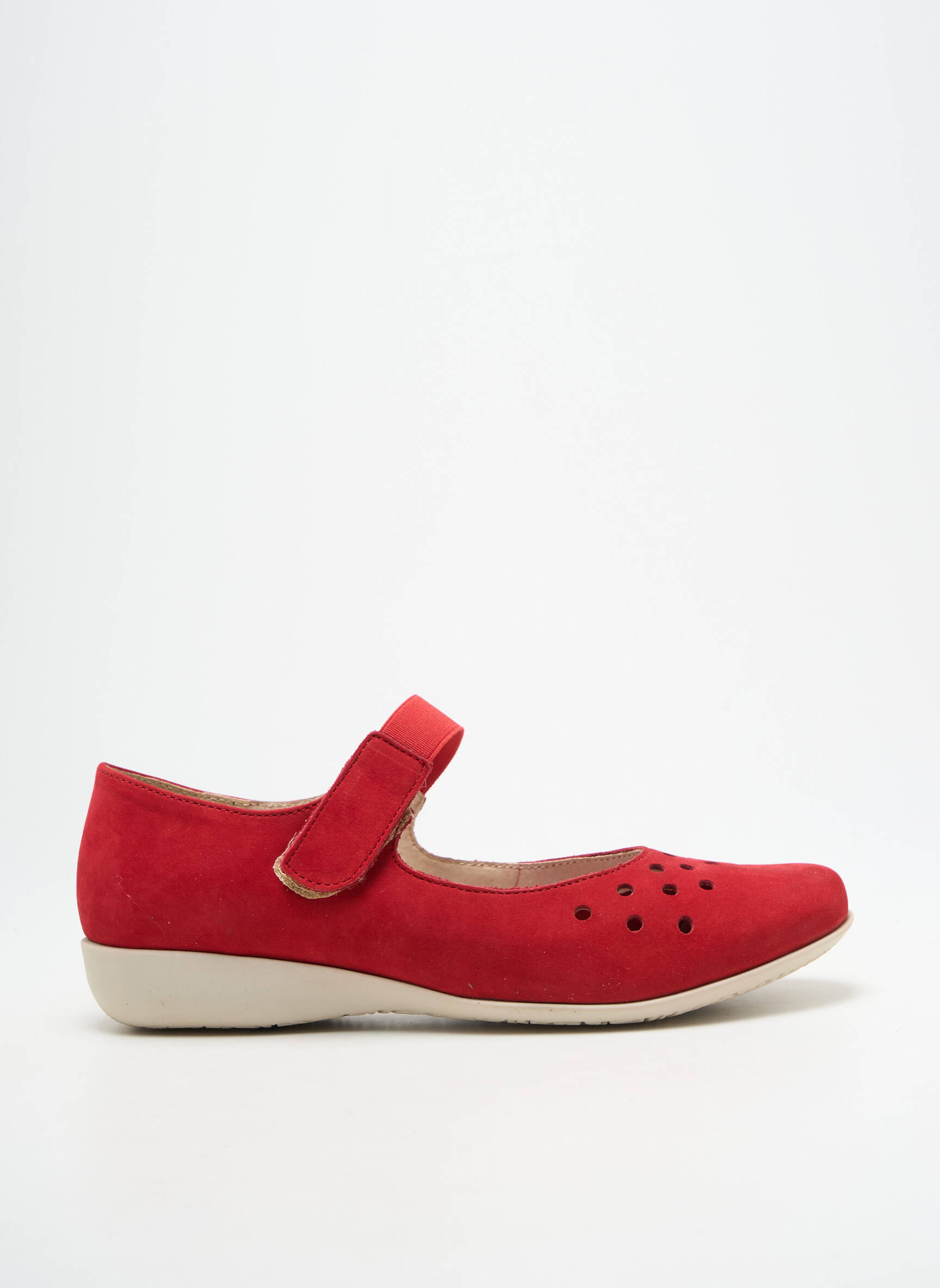 Balerinos velcro užsegimas plokščias kulnas iki 3 cm raudona HIRICA moteris