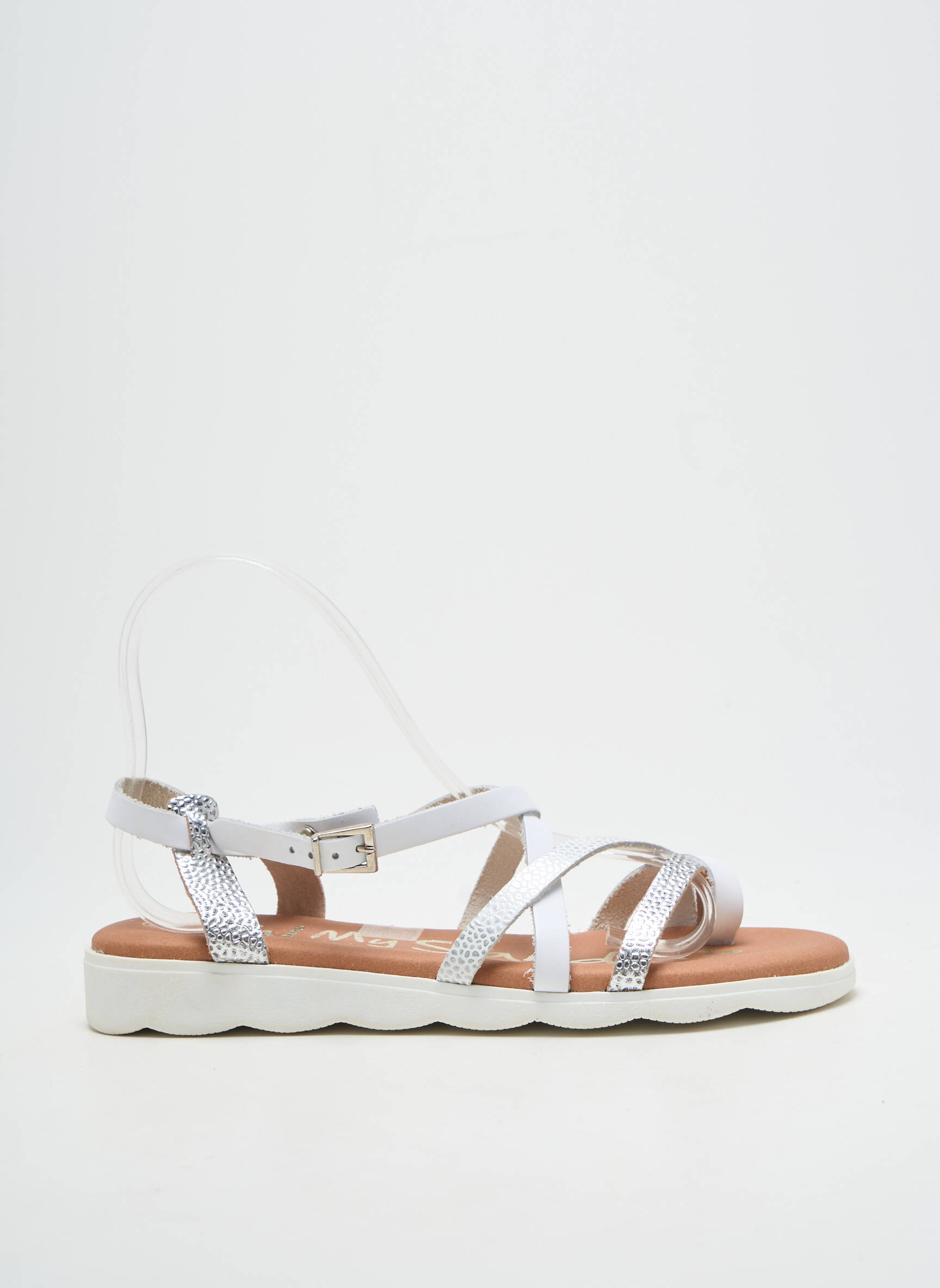 Šlepetės spauda plokščias kulnas iki 3 cm sidabrinė OH ! MY SANDALS moteris