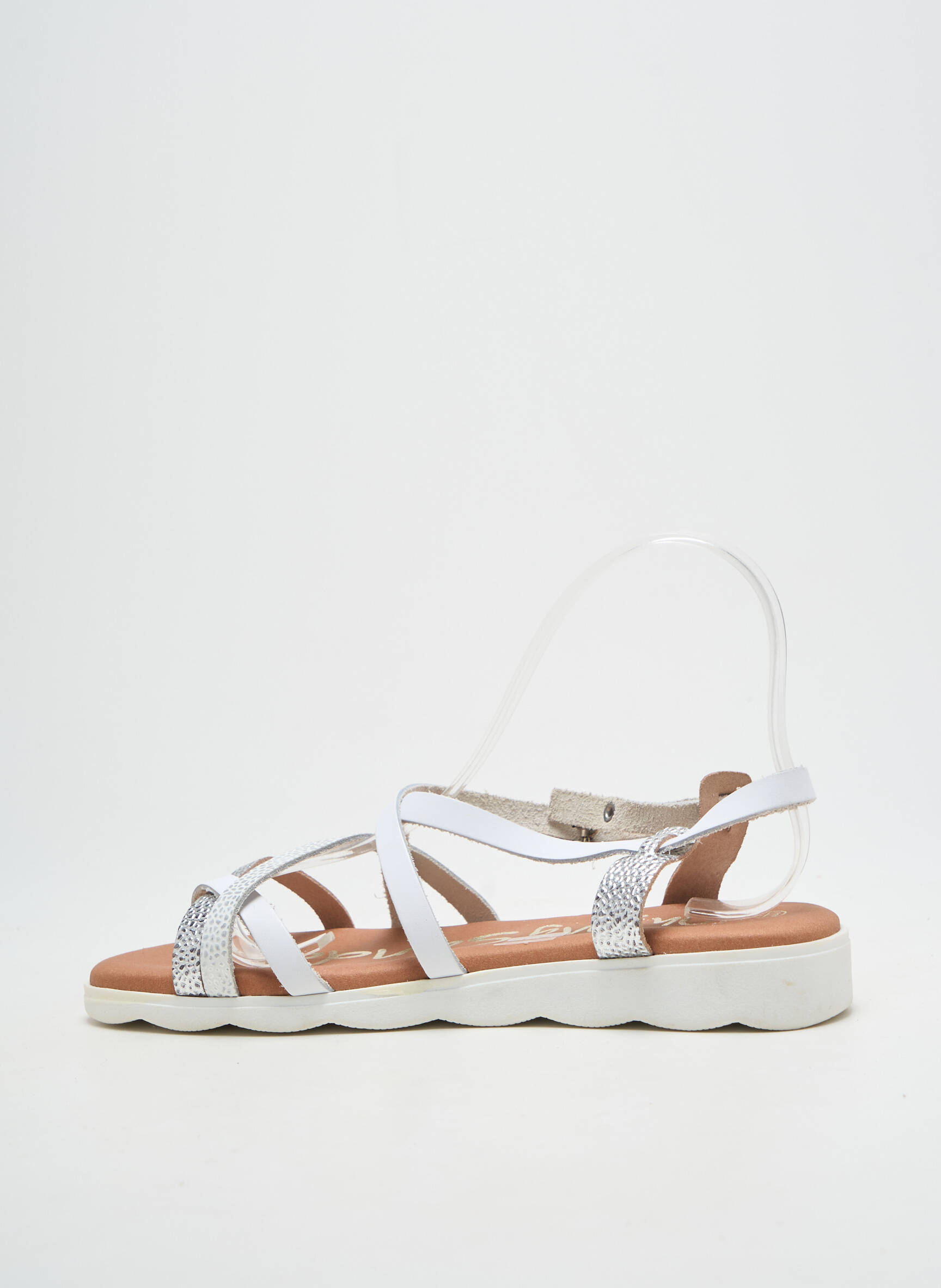 Šlepetės spauda plokščias kulnas iki 3 cm sidabrinė OH ! MY SANDALS moteris