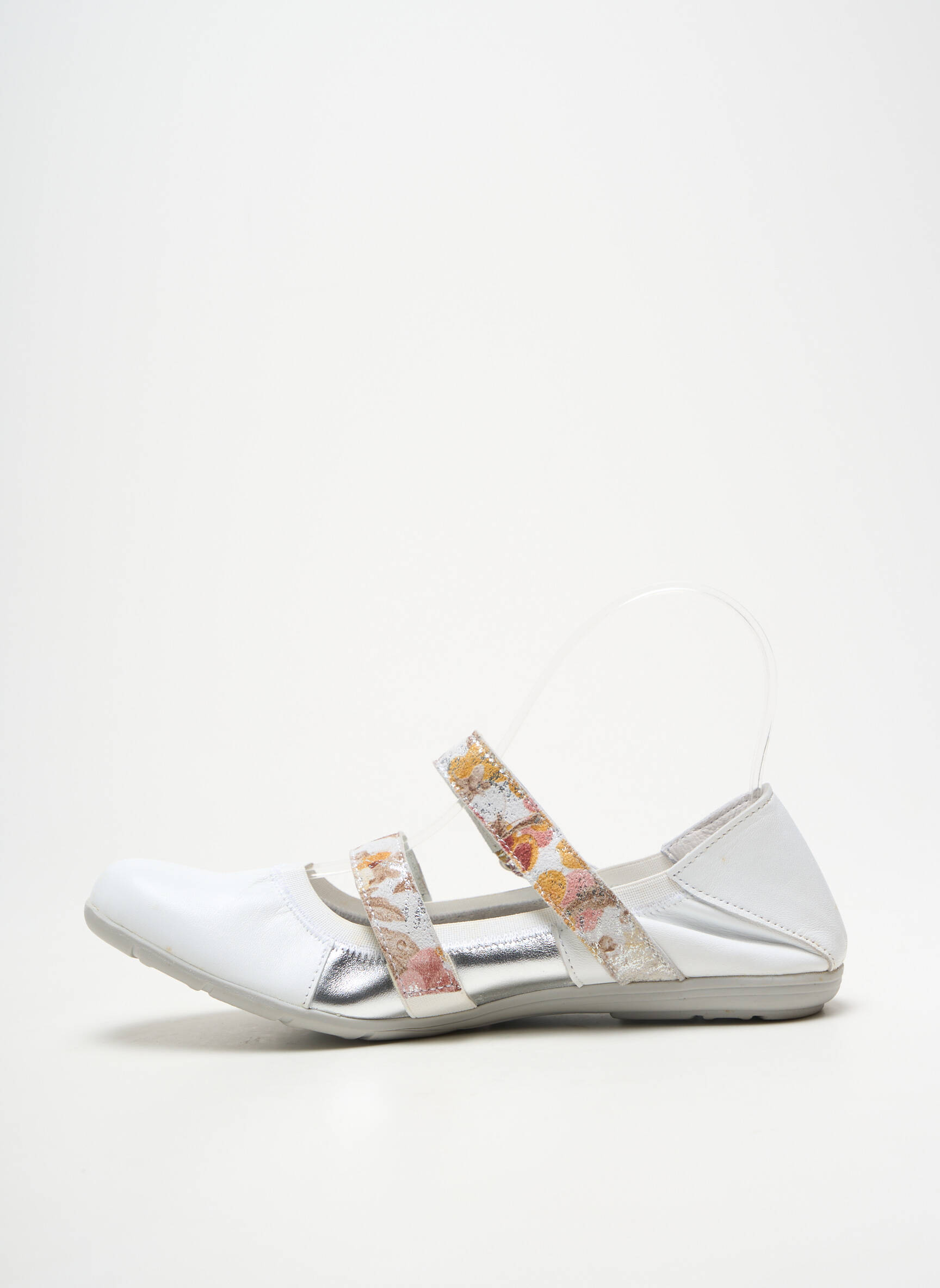 Balerinos velcro užsegimas plokščias kulnas iki 3 cm sidabrinė ELUE PAR NOUS moteris