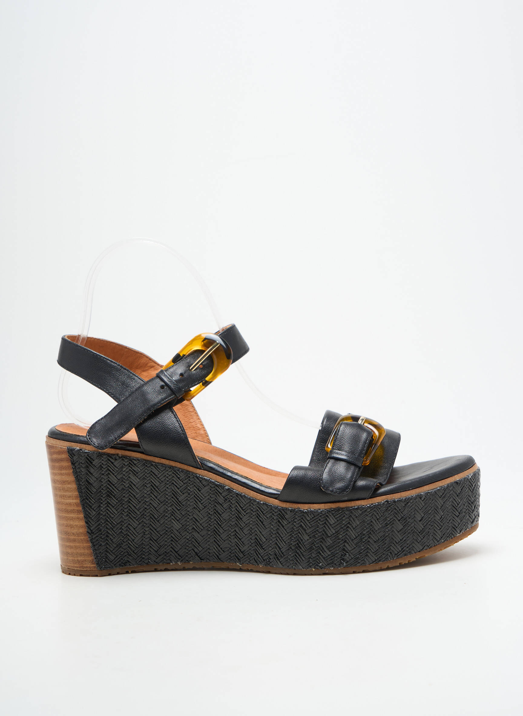 Sandalai/nu pėdos užsegimas su kaklo detalėmis kulnas nuo 7 iki 9 cm juodas MAM'ZELLE moteris