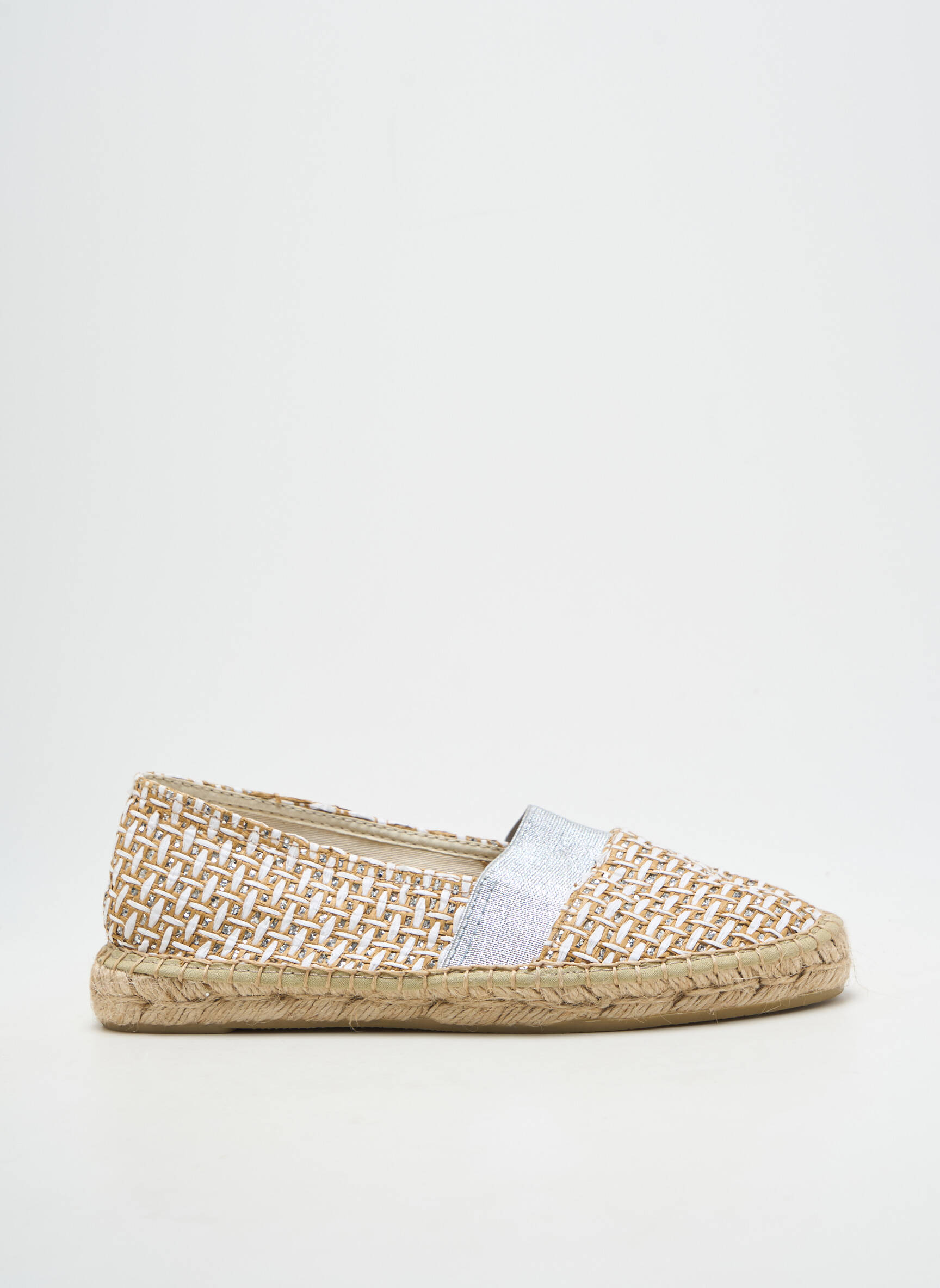 Espadrilės satino audinys plokščias kulnas iki 3 cm sidabrinė SANTAFE moteris