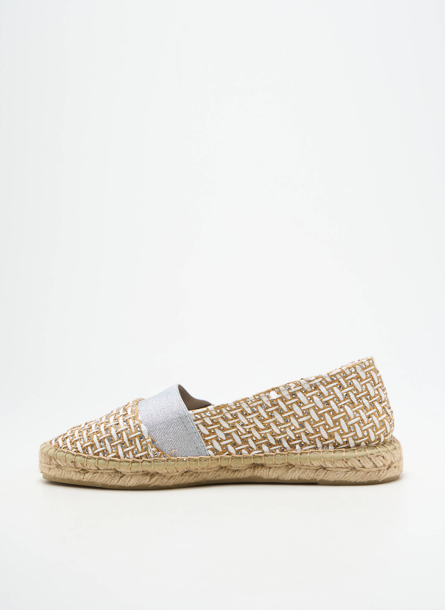 Espadrilės satino audinys plokščias kulnas iki 3 cm sidabrinė SANTAFE moteris
