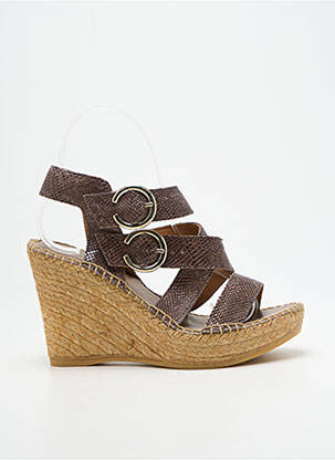 Sandalai/nu pėdos satino audinys kulnas nuo 7 iki 9 cm rudas L'ESPADRILLE DE NICOLE moteris