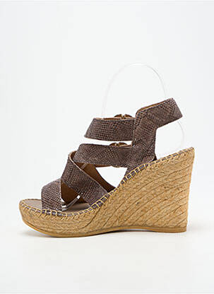 Sandalai/nu pėdos satino audinys kulnas nuo 7 iki 9 cm rudas L'ESPADRILLE DE NICOLE moteris