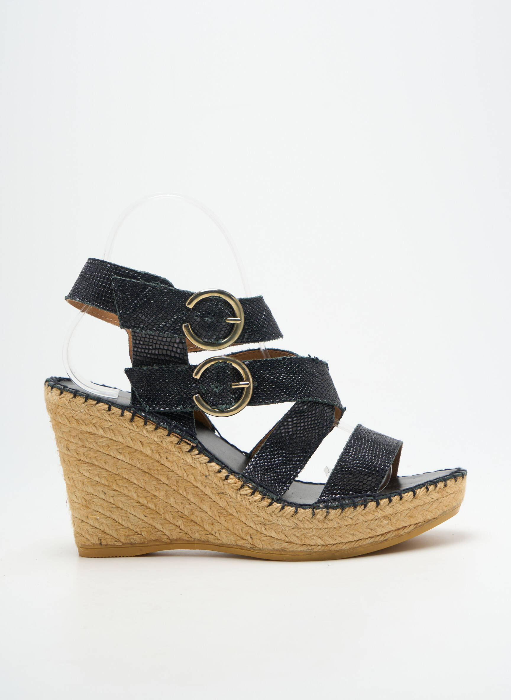 Sandalai/nu pėdos satino audinys kulnas nuo 7 iki 9 cm juodas L'ESPADRILLE DE NICOLE moteris