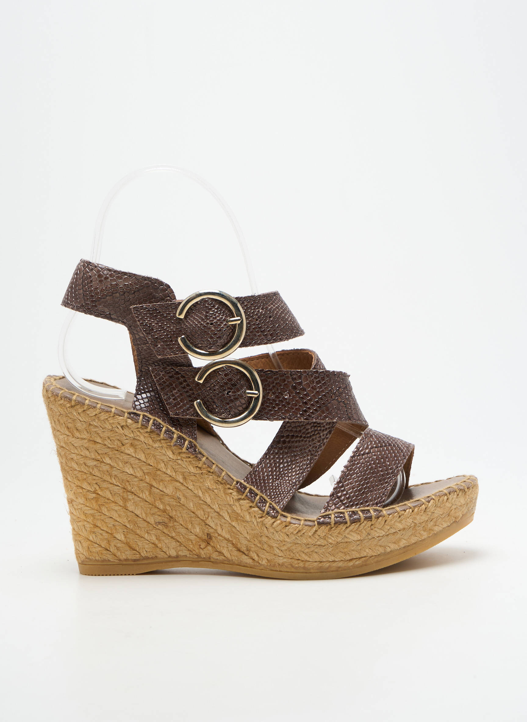 Sandalai/nu pėdos satino audinys kulnas nuo 7 iki 9 cm rudas L'ESPADRILLE DE NICOLE moteris