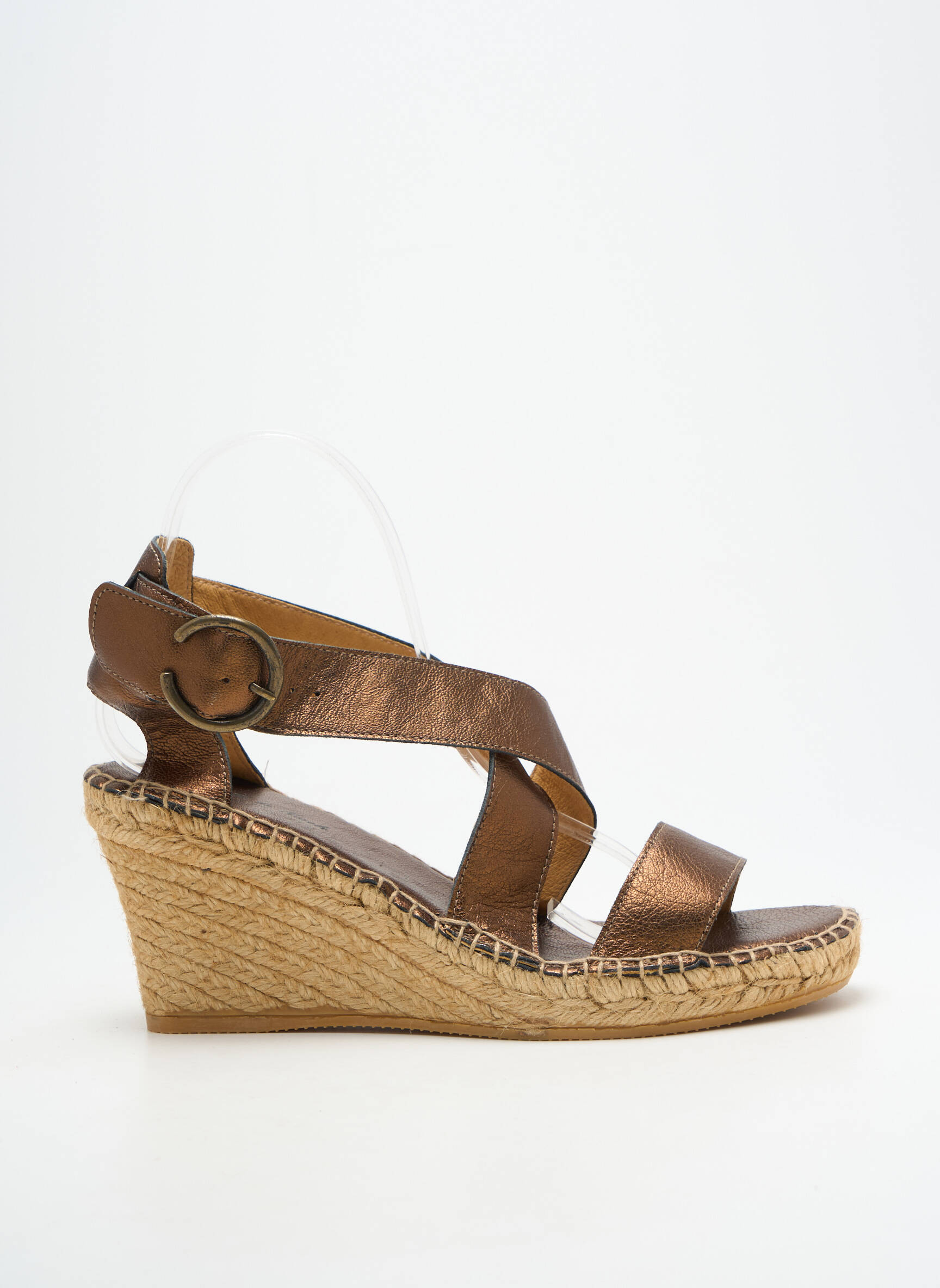 Sandalai/nu pėdos satino audinys kulnas nuo 7 iki 9 cm rudas L'ESPADRILLE DE NICOLE moteris