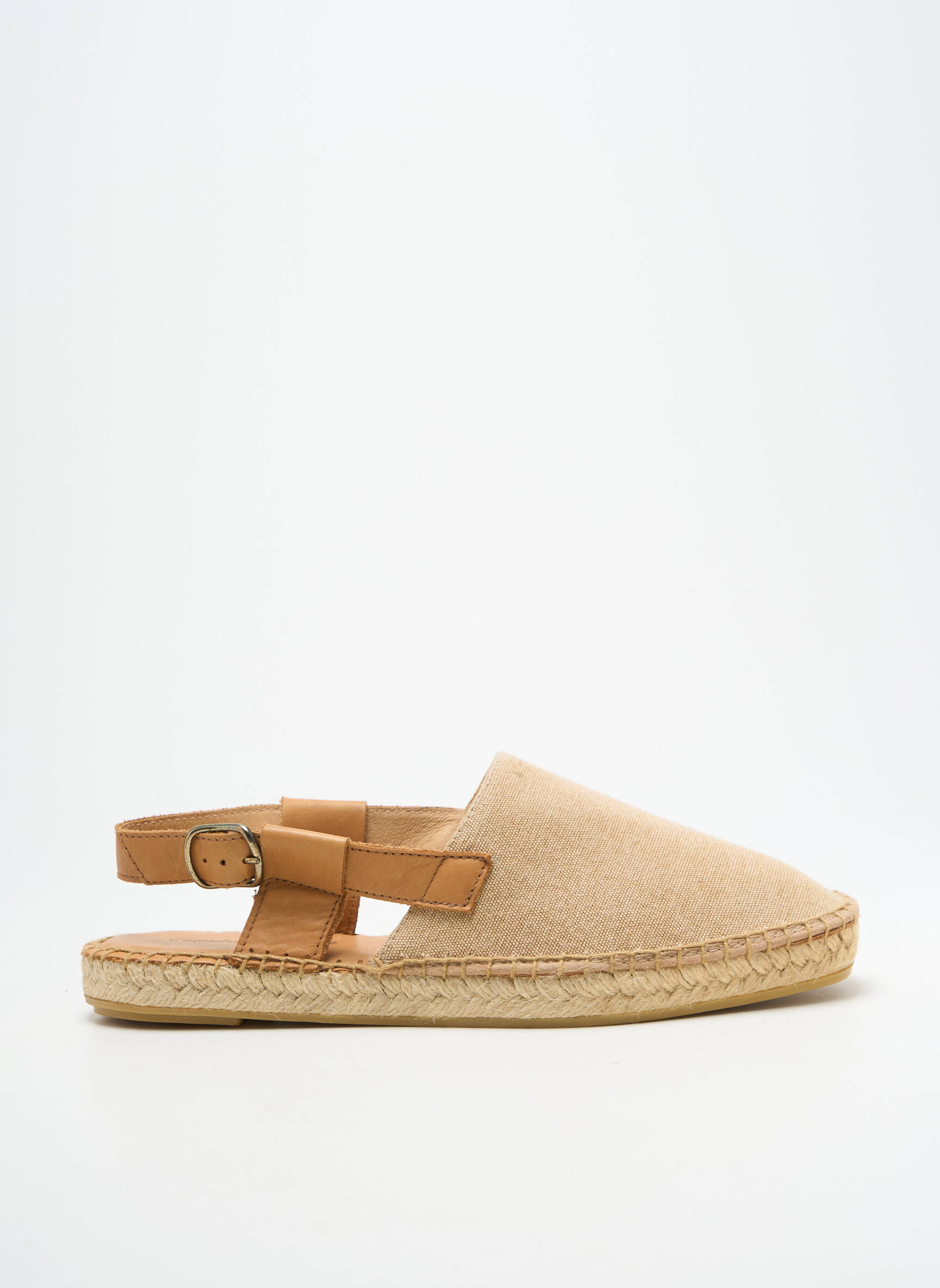 Espadrilės apvalus mygtukas plokščias kulnas iki 3 cm bežinis L'ESPADRILLE DE NICOLE moteris