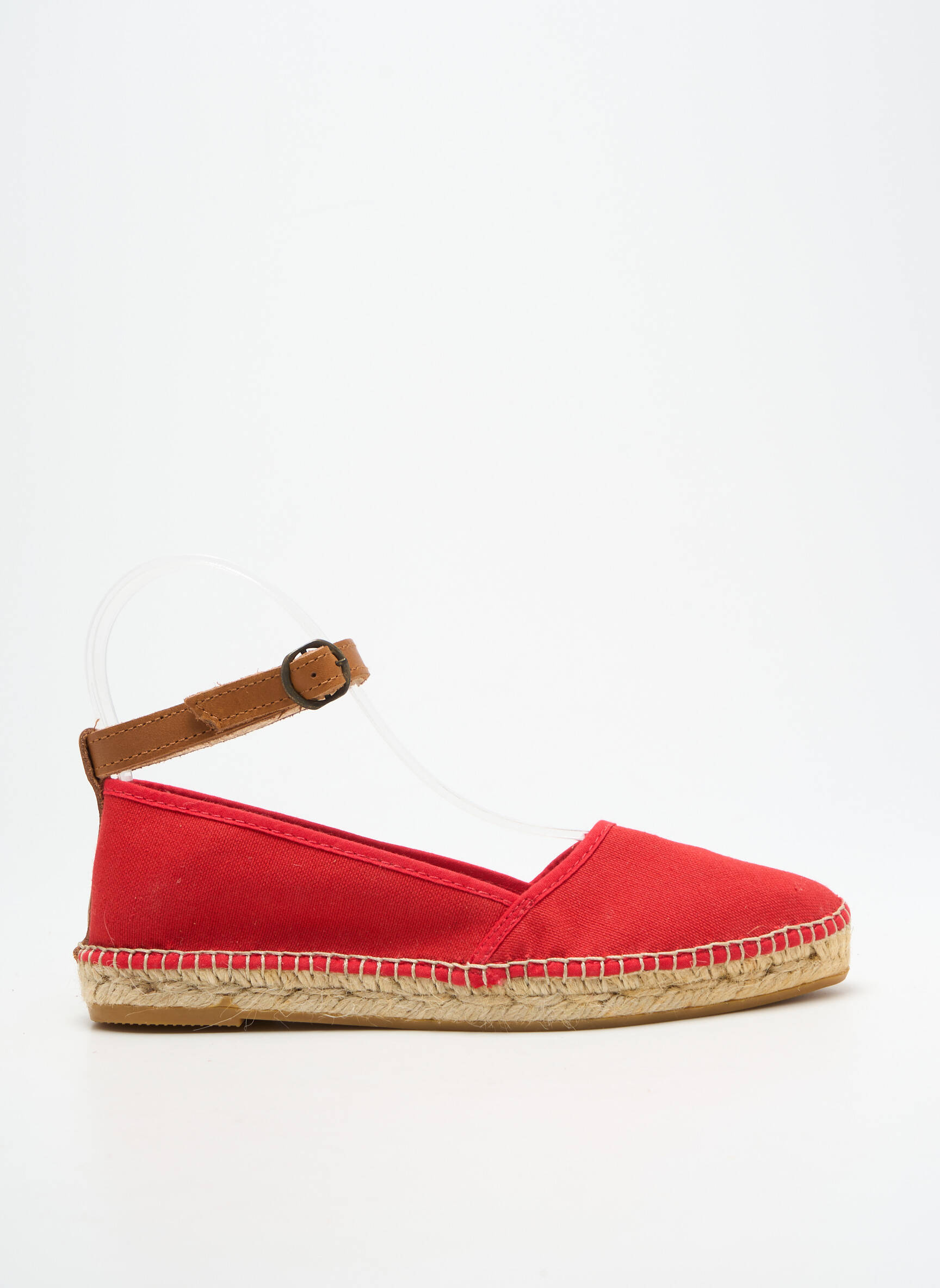 Espadrilės apvalus mygtukas plokščias kulnas iki 3 cm raudona NICOLE moteris