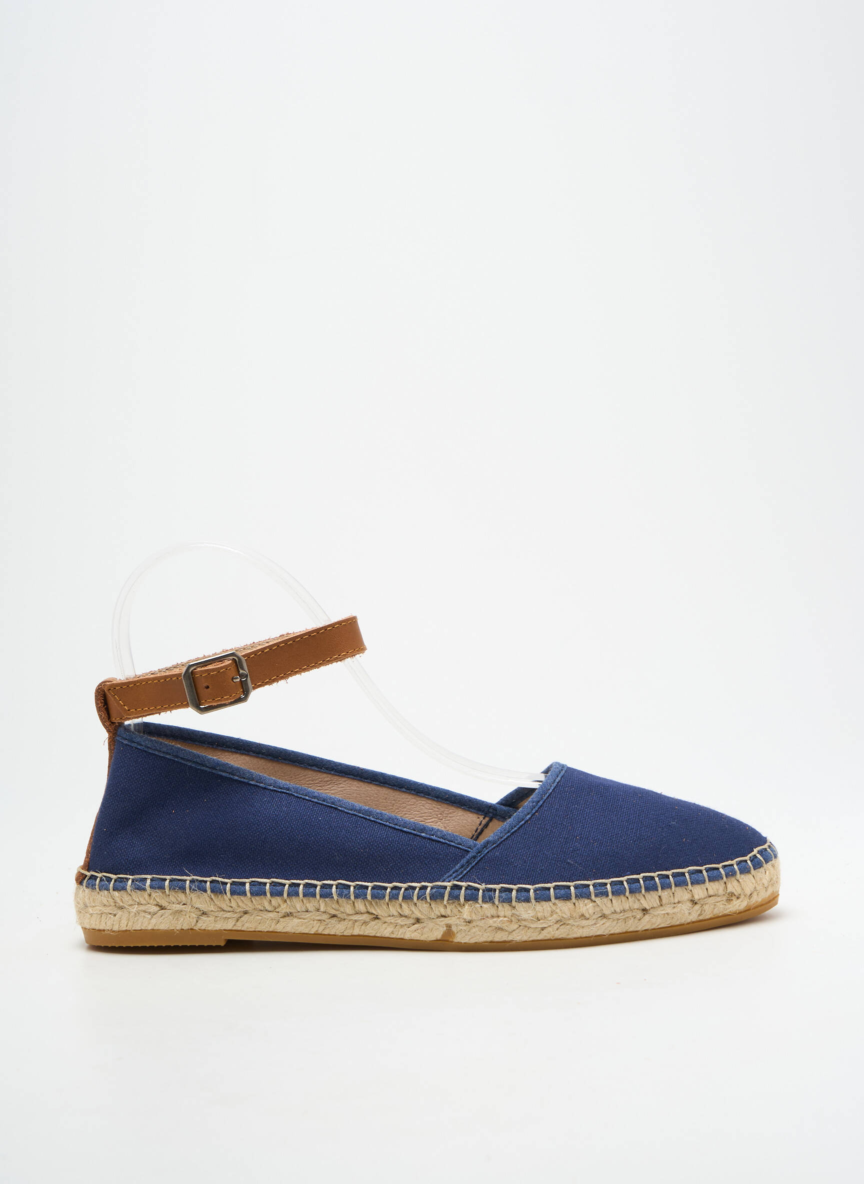 Espadrilės apvalus mygtukas plokščias kulnas iki 3 cm mėlyna NICOLE moteris