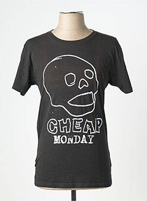T-marškinys centrinė iškirptė trumpas rankovės juodas CHEAP MONDAY vyras