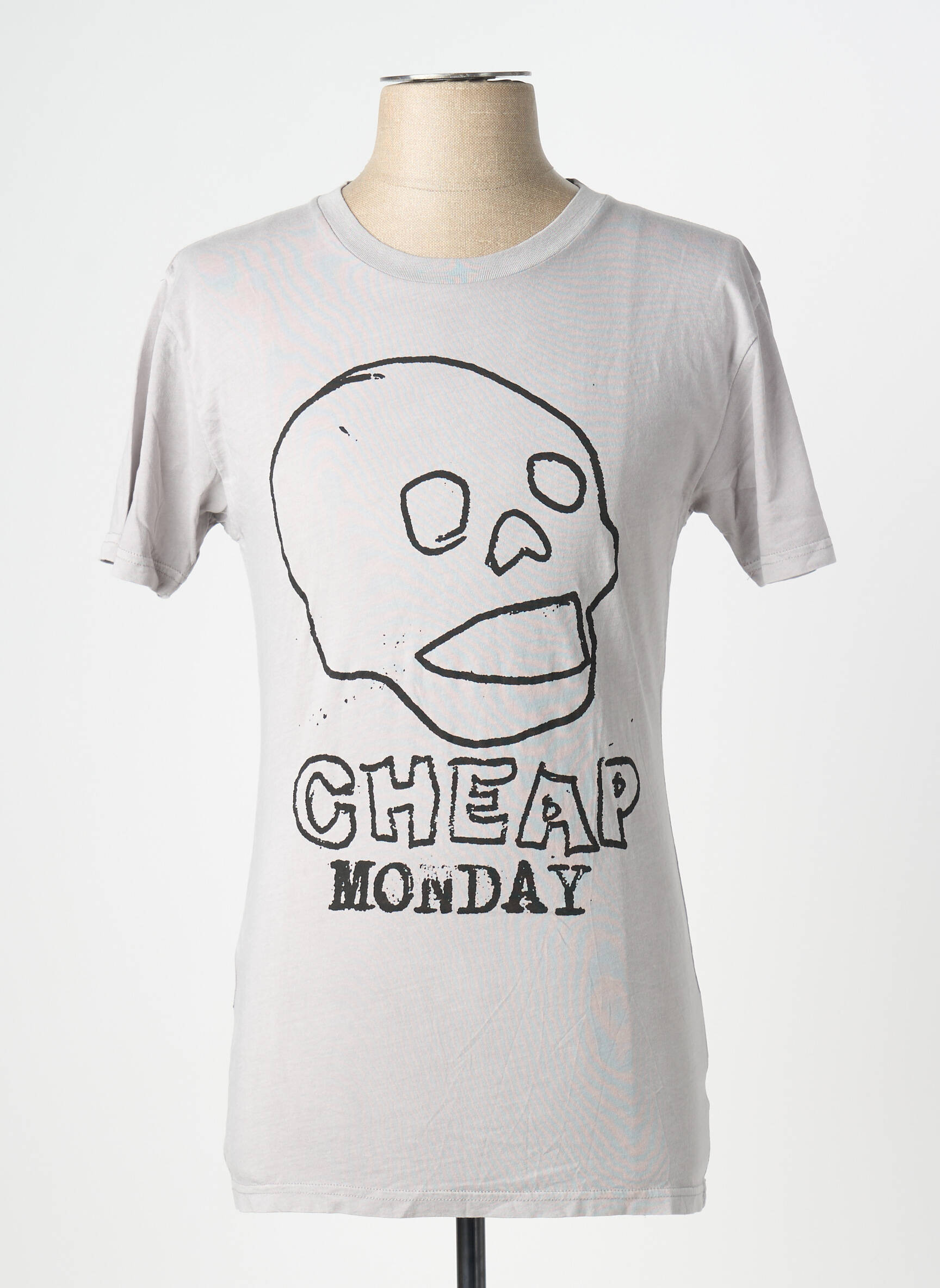 T-marškinys centrinė iškirptė trumpas rankovės pilka CHEAP MONDAY vyras