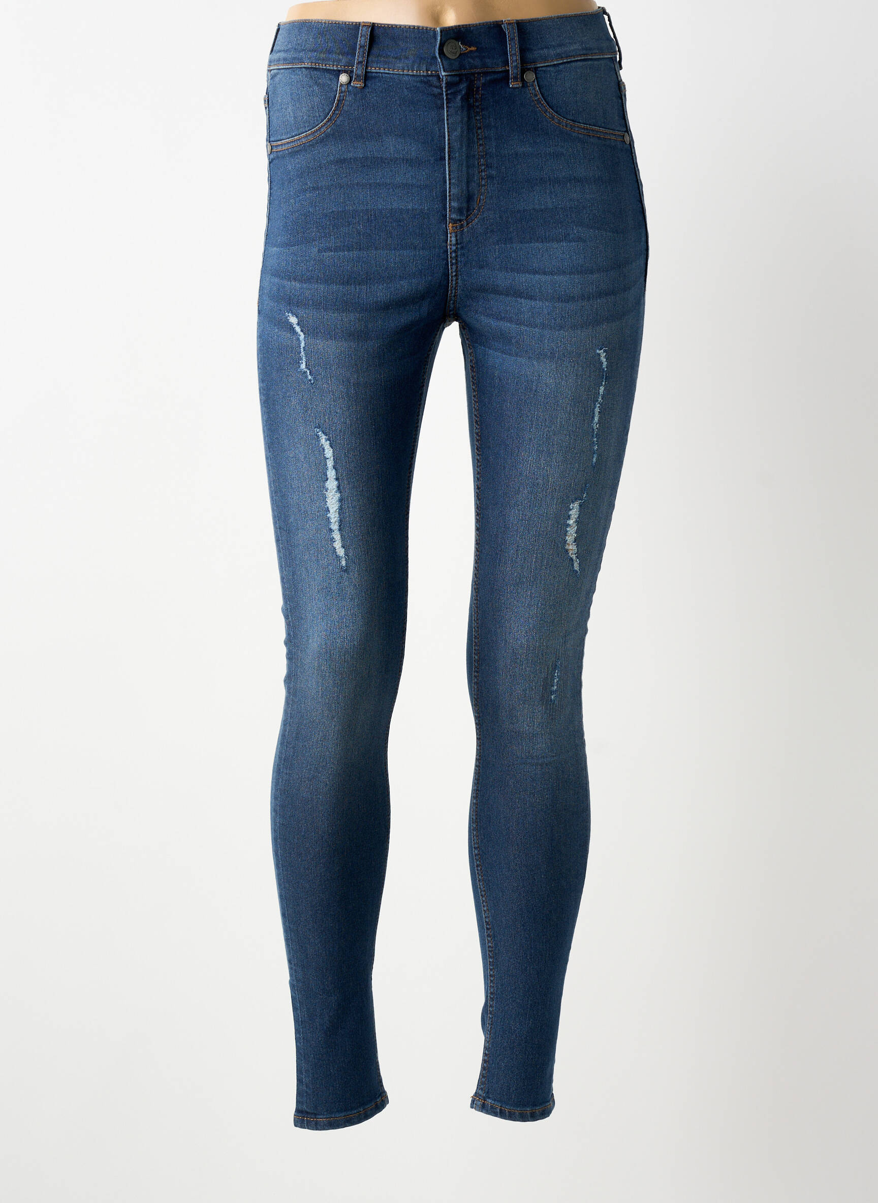 Lieknos džinsai nusidėvėjęs ir išblukęs efektas aukšta talija mėlyna CHEAP MONDAY moteris