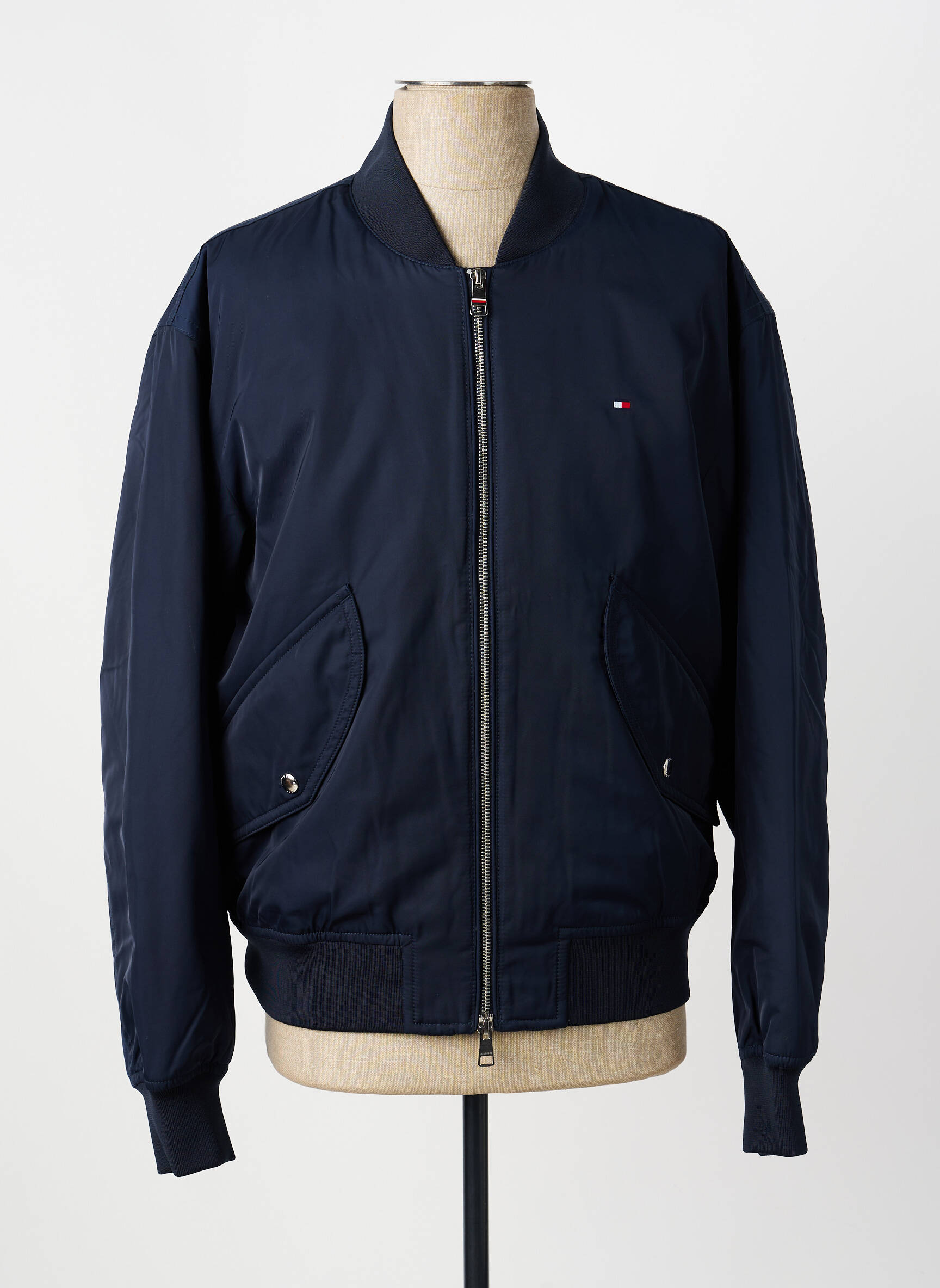Pūkinė striukė ilgos rankovės be gobtuvų mėlyna TOMMY HILFIGER vyras