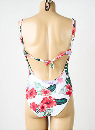 Vienos dalies maudymosi kostiumas satino efektas formuojantis liemenėlė su aukštu palaikymu baltas VIDOYA moteris