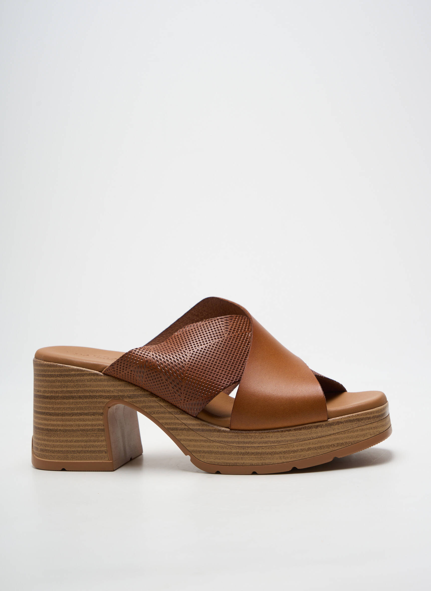 Mule/sabotai pusiau kompensuotas kulnas nuo 7 iki 9 cm rudas PAULA URBAN moteris