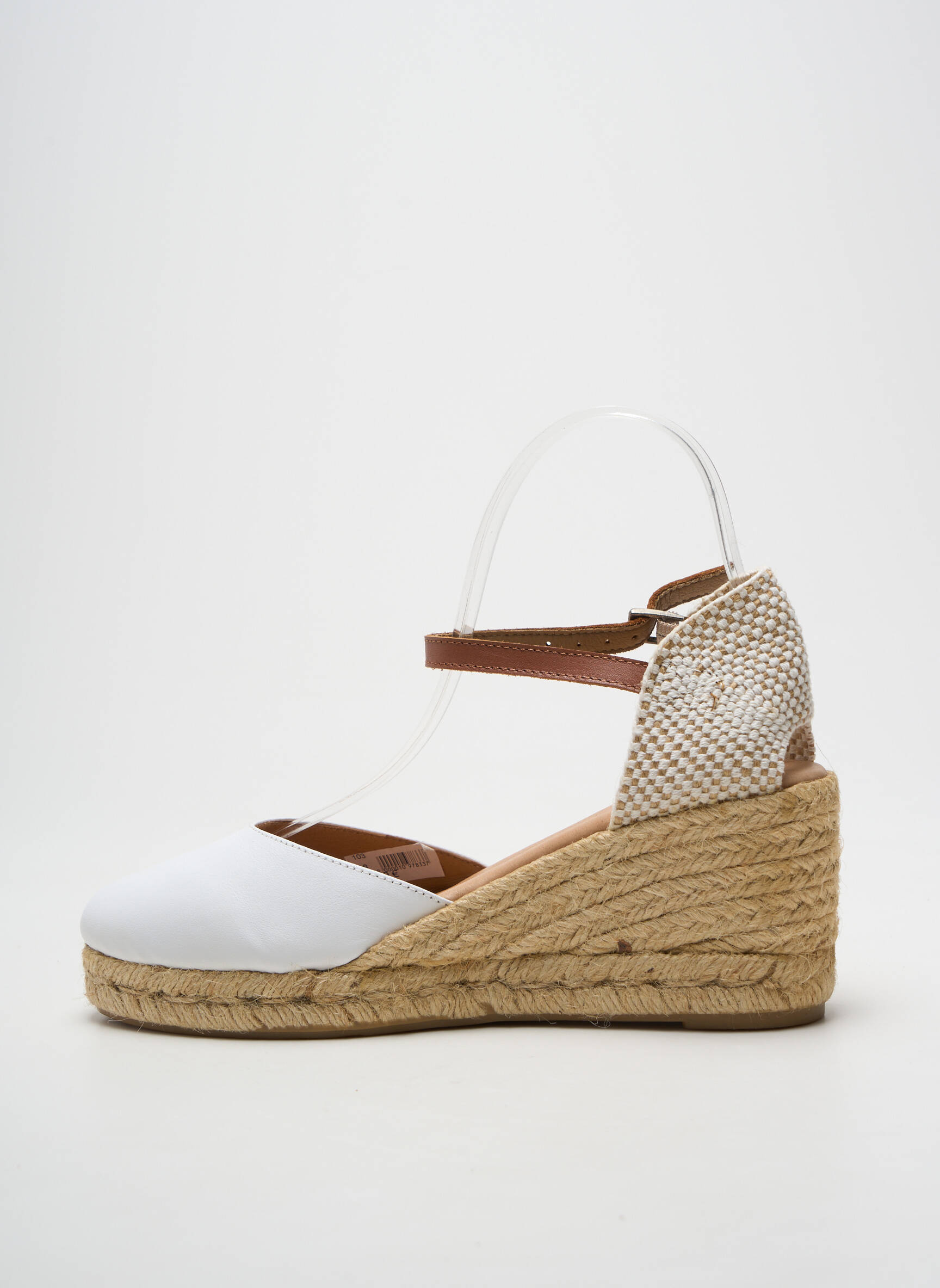 Espadrilės apvalus mygtukas kulnas nuo 7 iki 9 cm baltas PINAZ moteris