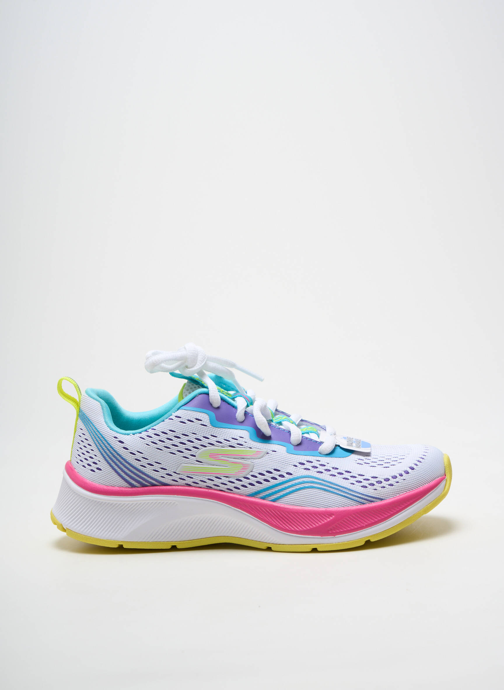 Bėgimo bateliai šnervių uždarymas apvalus mygtukas baltas SKECHERS mergina