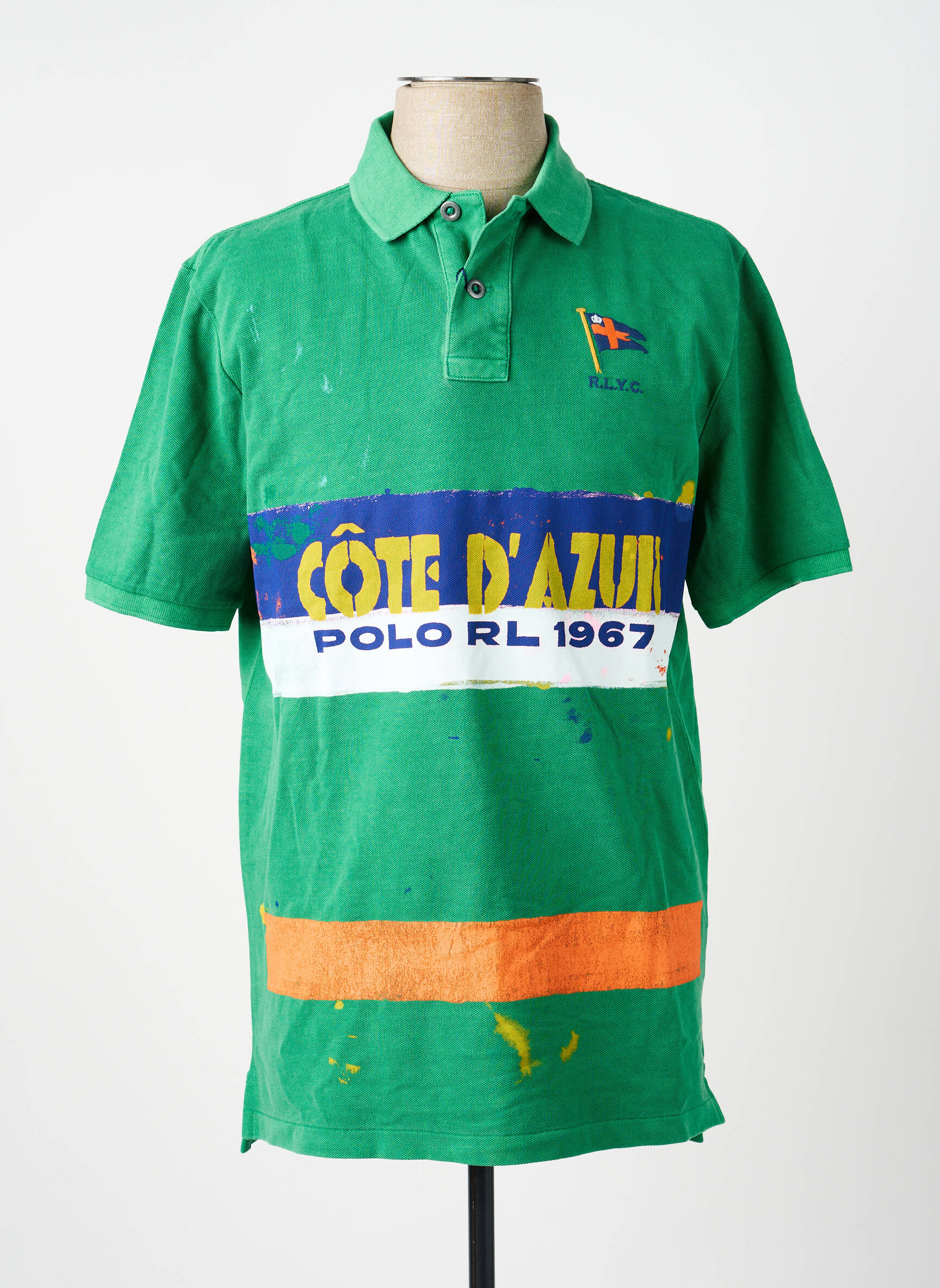 Polo sietspausdinimas trumpas rankovės žalias RALPH LAUREN vyras