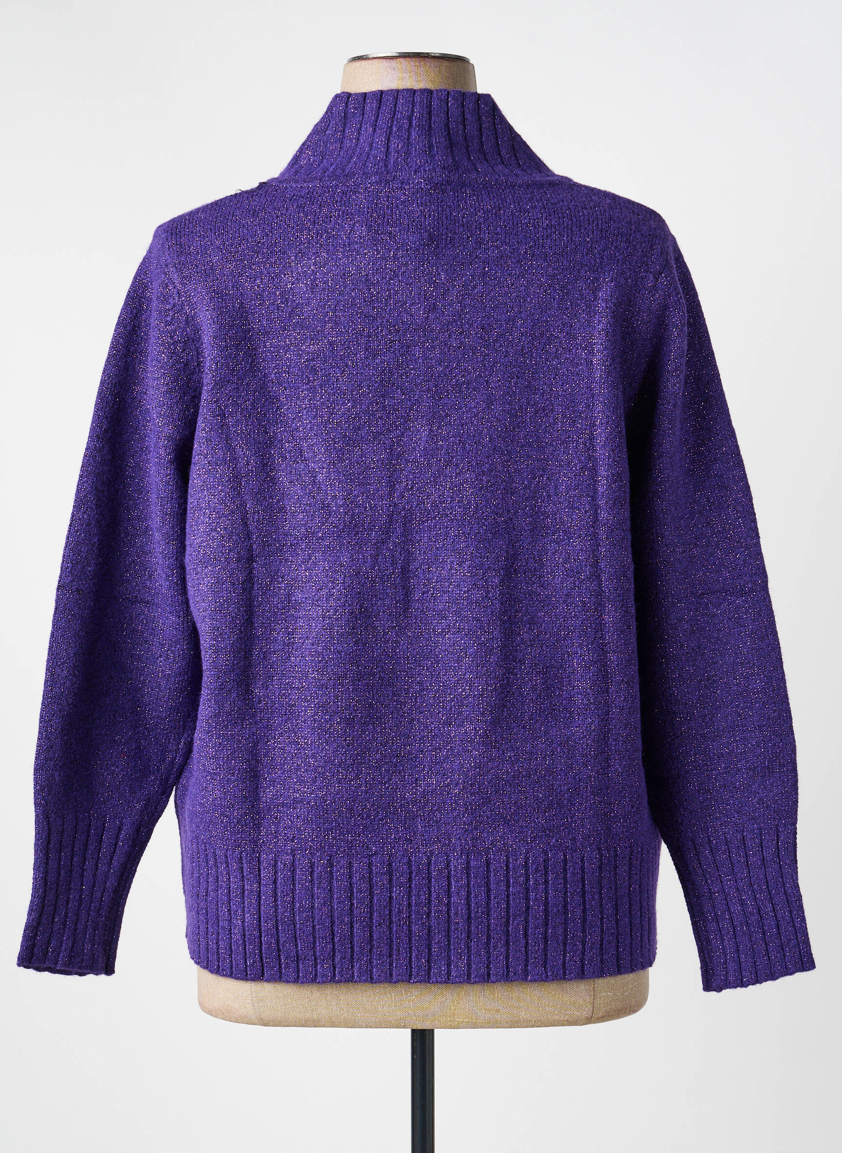 Megztinis tiesi kirpimas ilgos rankovės violetinis SCORZZO moteris