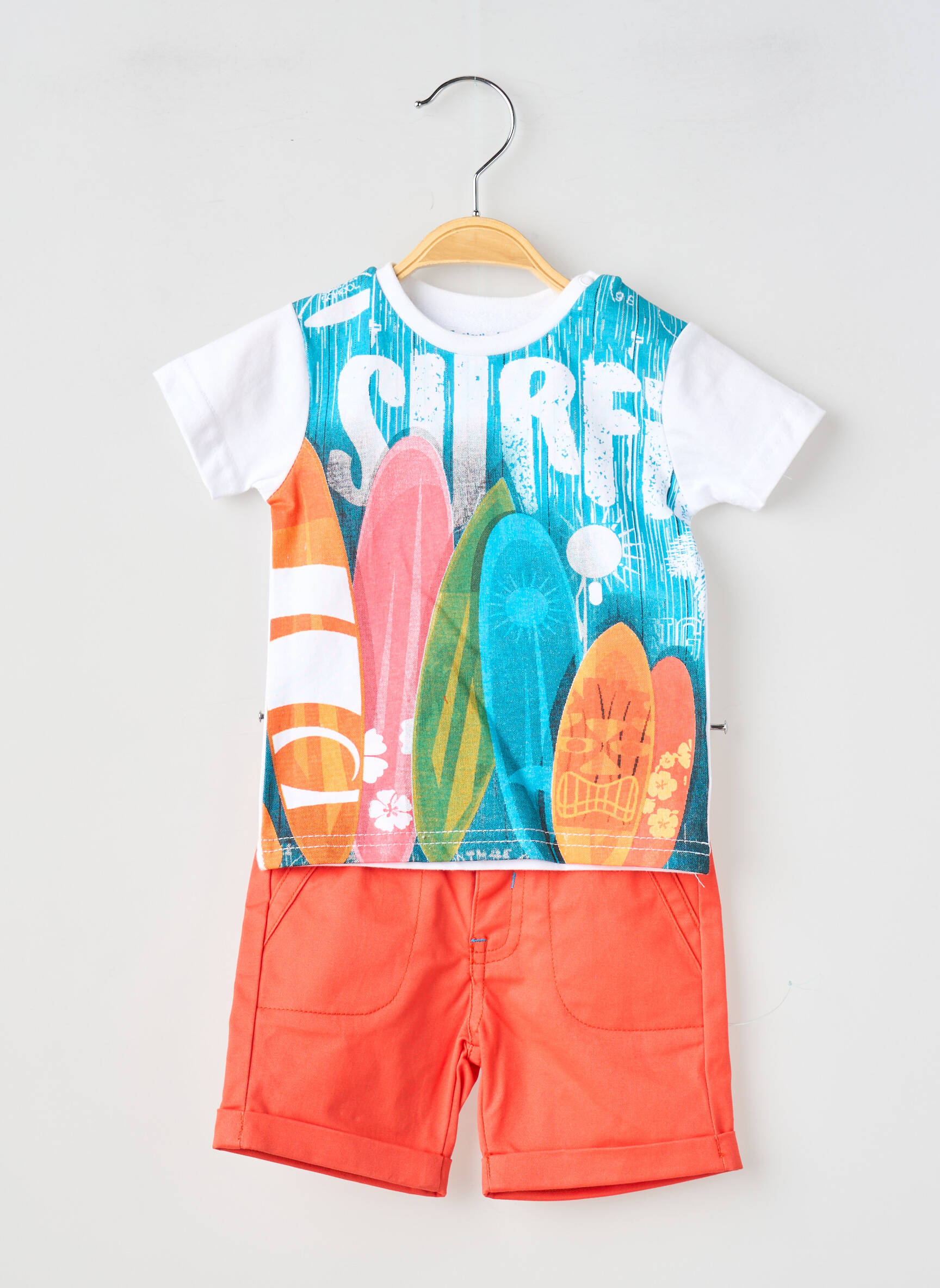 Šortų rinkinys flokuota serigrafija oranžinė BABY BOL berniukas