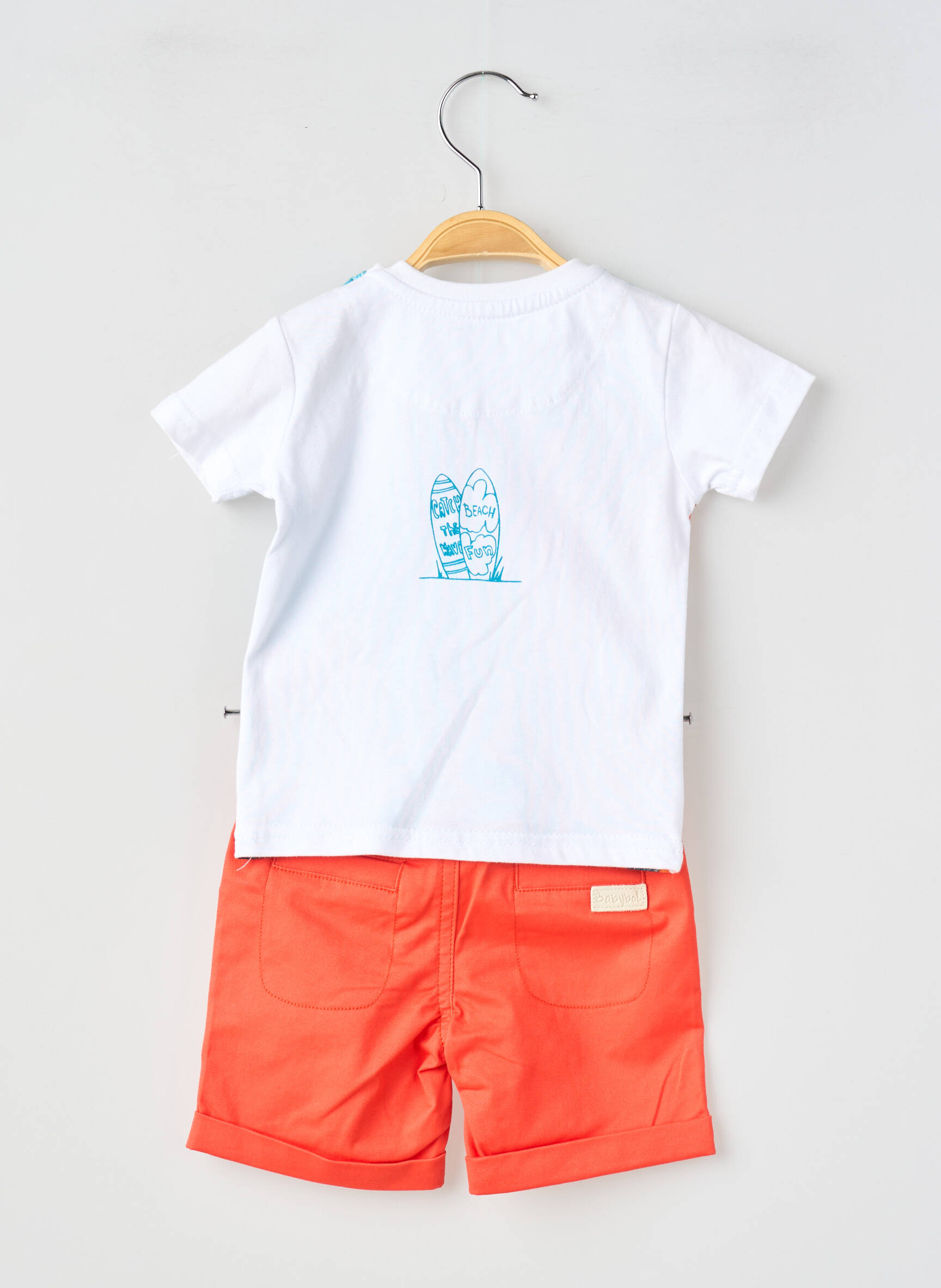Šortų rinkinys flokuota serigrafija oranžinė BABY BOL berniukas