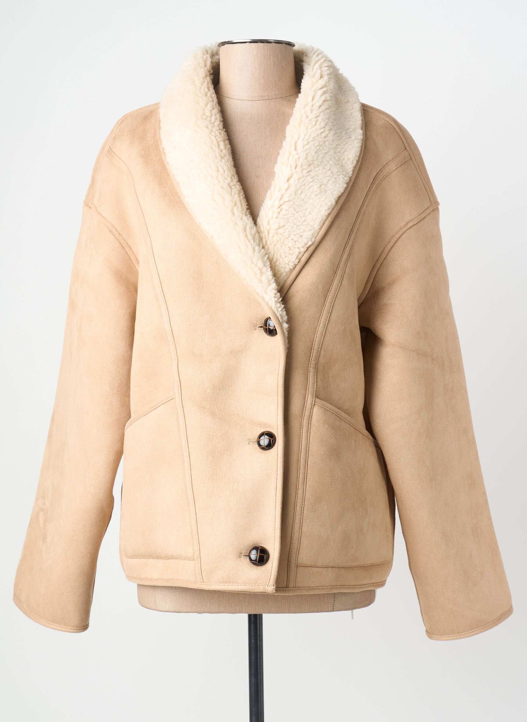 Trumpas paltas tiesi kirpimas be gobtuvų bežinis GRACE & MILA moteris