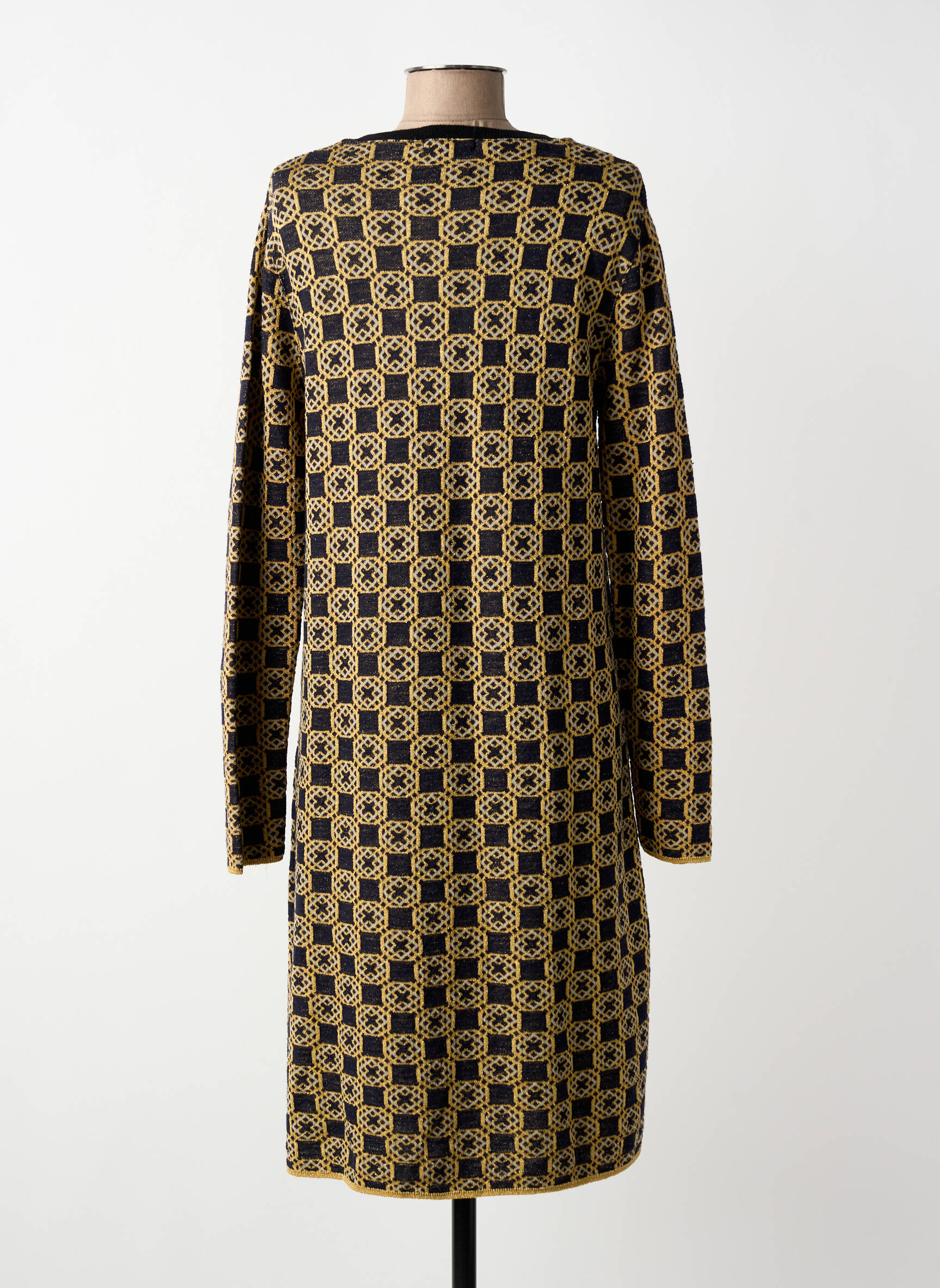 Megztinė suknelė tiesi kirpimas ilgos rankovės juodas SIYU moteris