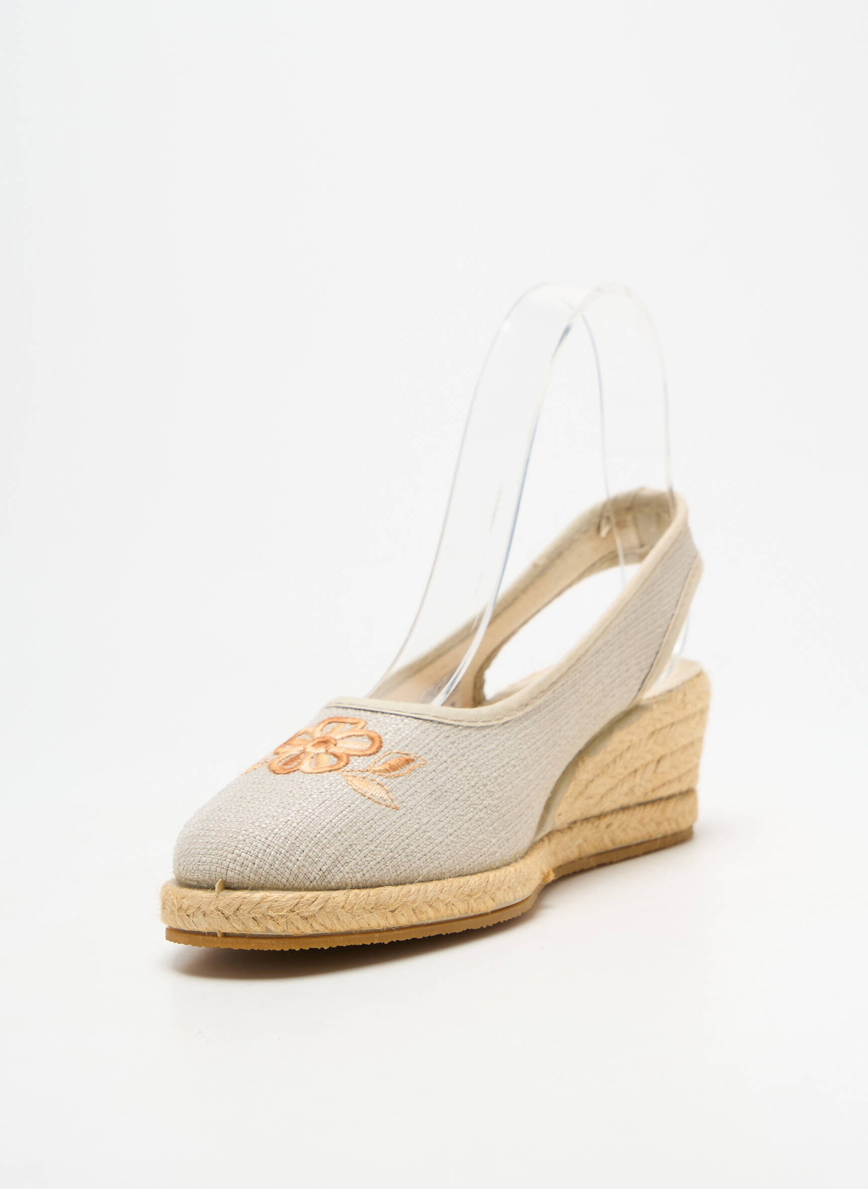 Espadrilės apvalus mygtukas kulnas nuo 4 iki 6 cm bežinis BAYONA moteris