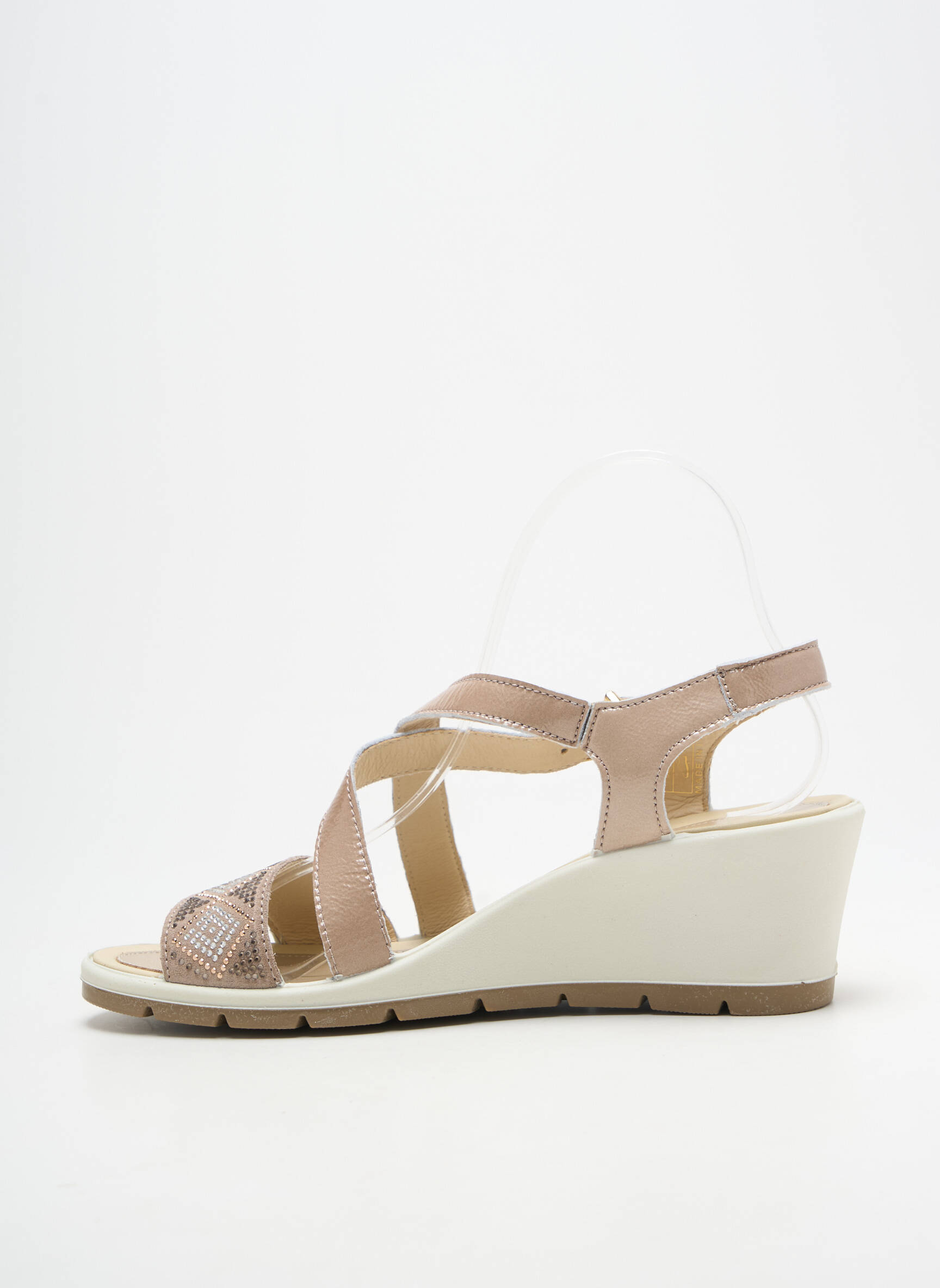 Sandalai/nu pėdos satino audinys kulnas nuo 7 iki 9 cm bežinis ENVAL SOFT moteris
