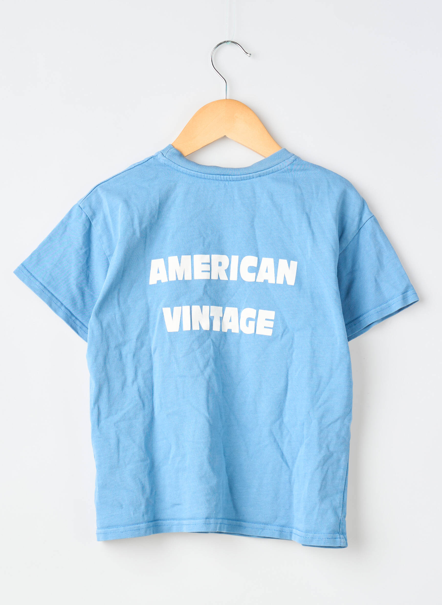 T-marškinys floqué serigrafija trumpas rankovės mėlyna AMERICAN VINTAGE berniukas