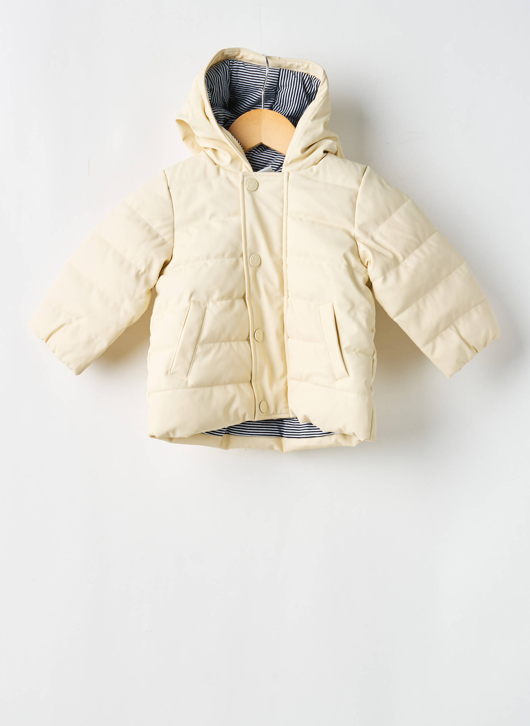 Pūkinė striukė apatinė dalis siaura su gobtuvu bežinis PETIT BATEAU vaikas