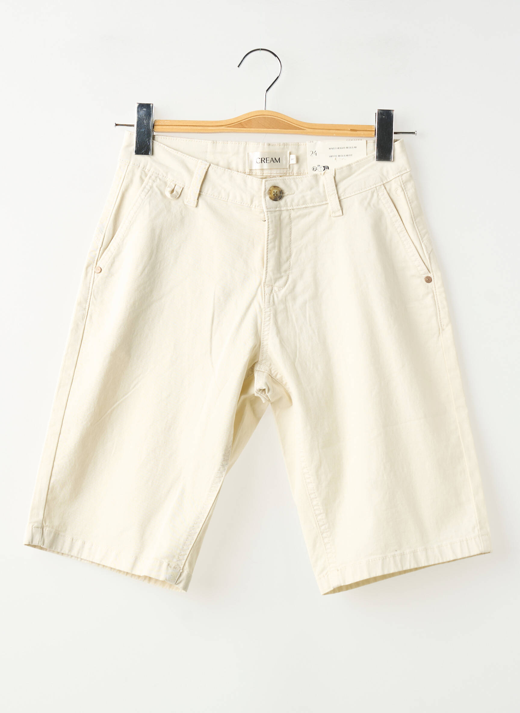 Bermudas chino kirpimas normala dydis bežinis CREAM moteris