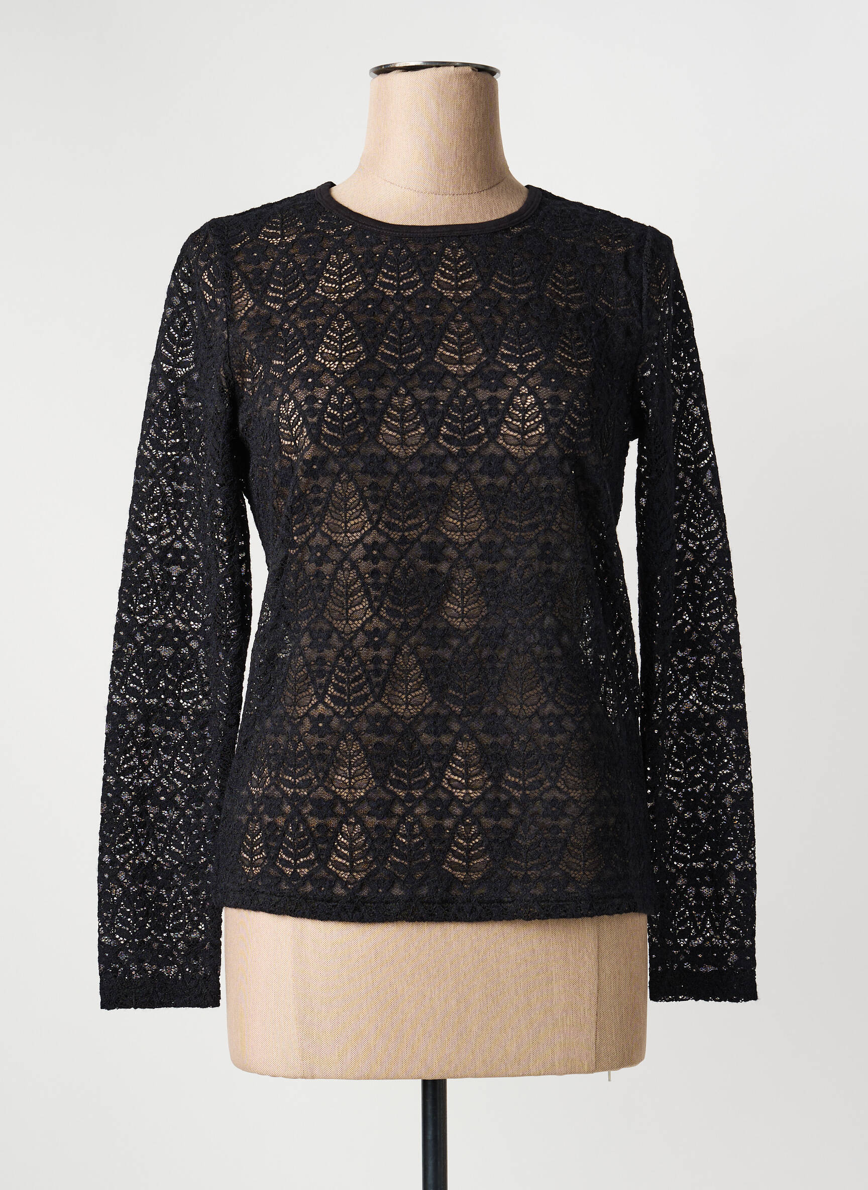 Viršūnė centrinė iškirptė ilgos rankovės juodas JENSEN moteris