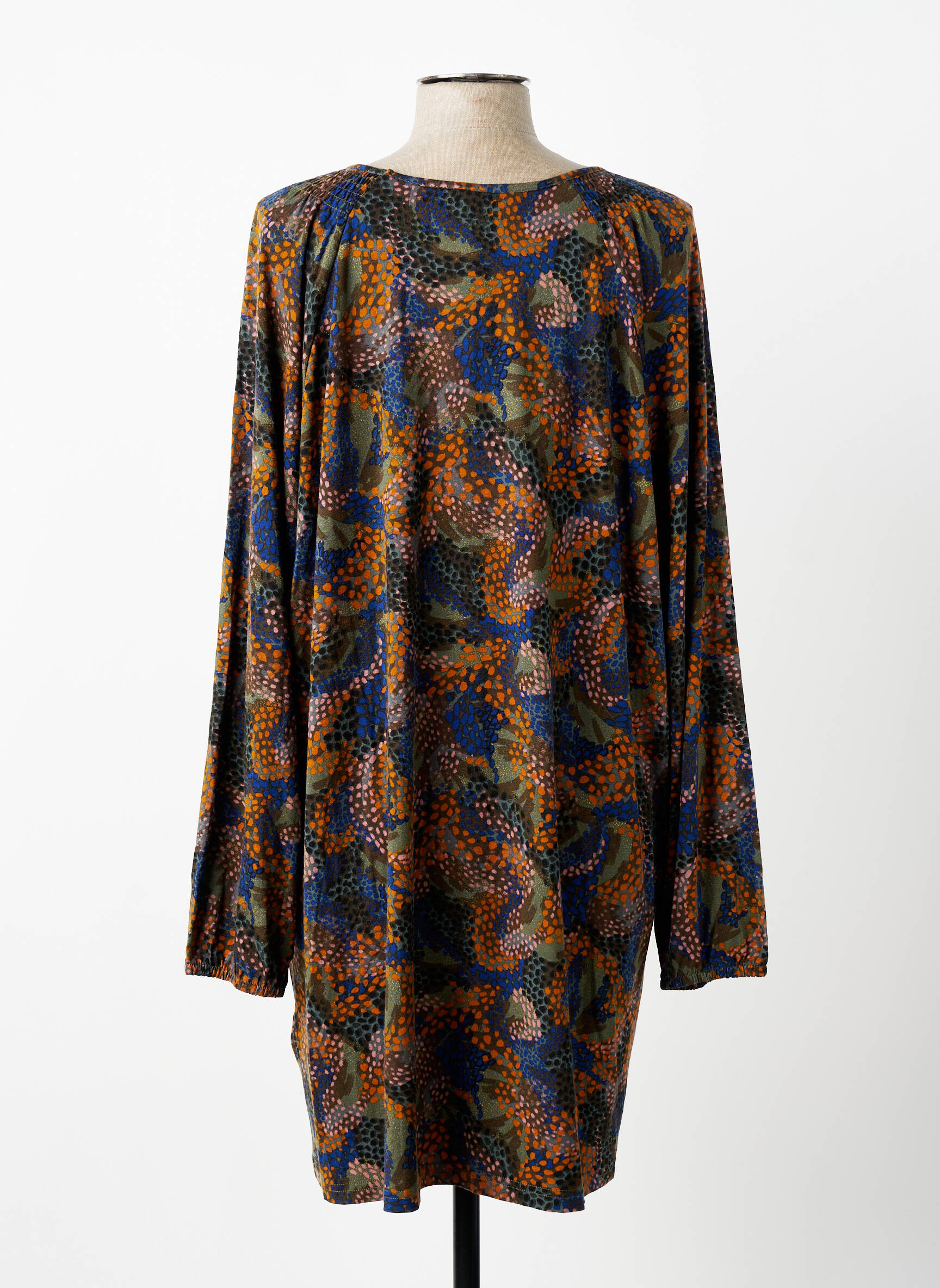 Pusilgių suknelė fantazijos raštas ilgos rankovės mėlyna CISO moteris