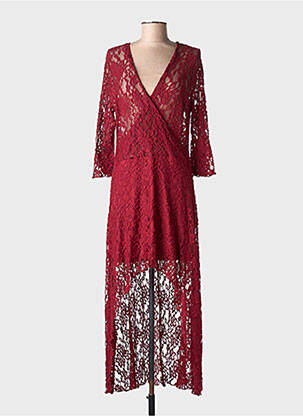 Ilga suknelė centrinė iškirptė 3/4 rankovės raudona LONDON LOOK moteris