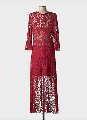 Ilga suknelė centrinė iškirptė 3/4 rankovės raudona LONDON LOOK moteris