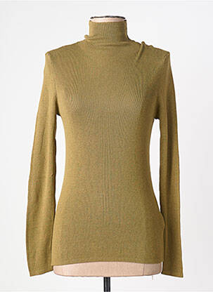 Megztinis su aukštu kaklu centrinė iškirptė ilgos rankovės žalias YAYA moteris