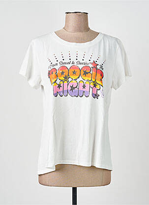 T-marškinys floqué serigrafija trumpas rankovės baltas NINE TEES moteris