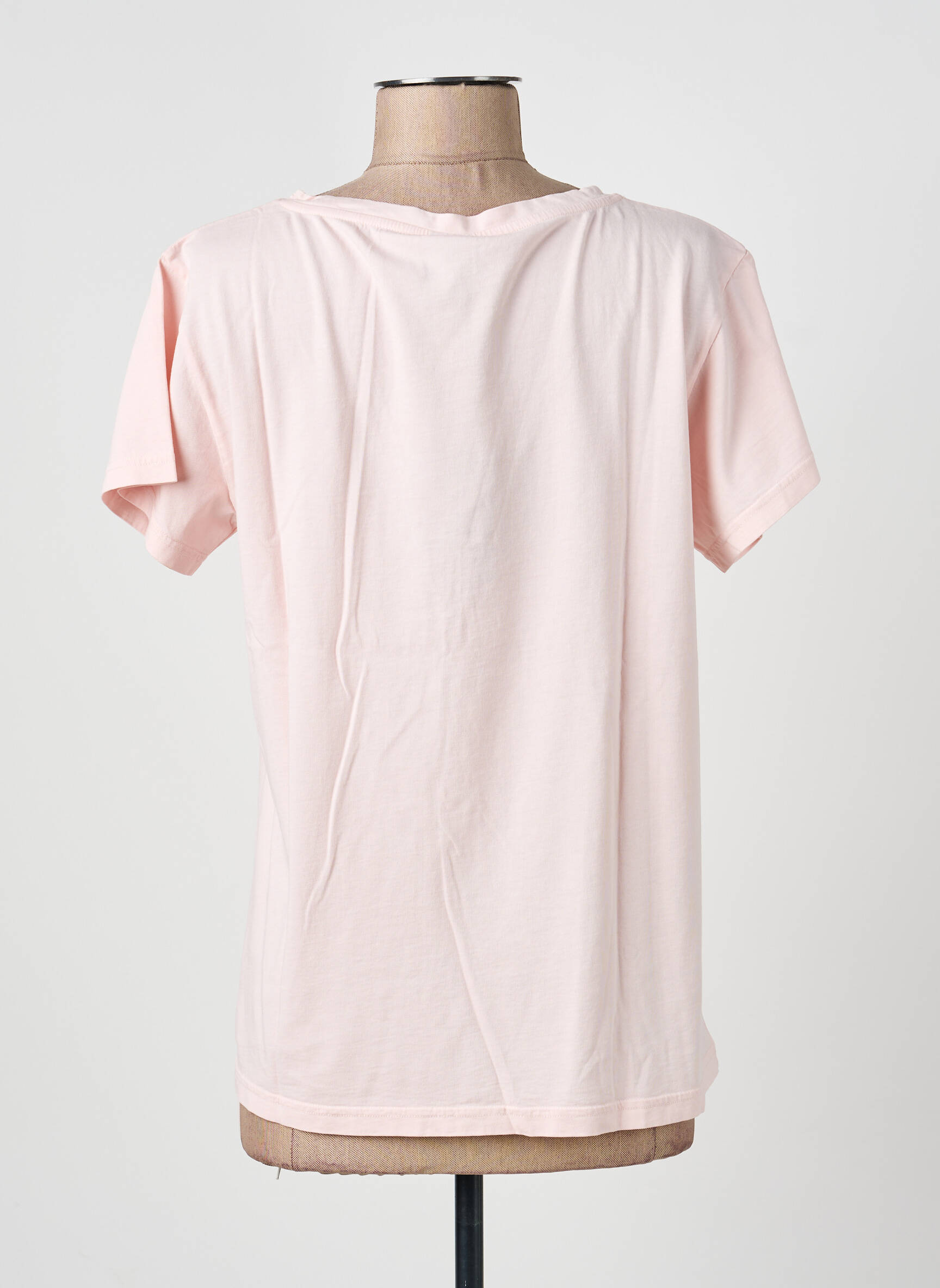 T-marškinys floqué serigrafija trumpas rankovės rožinė NINE TEES moteris