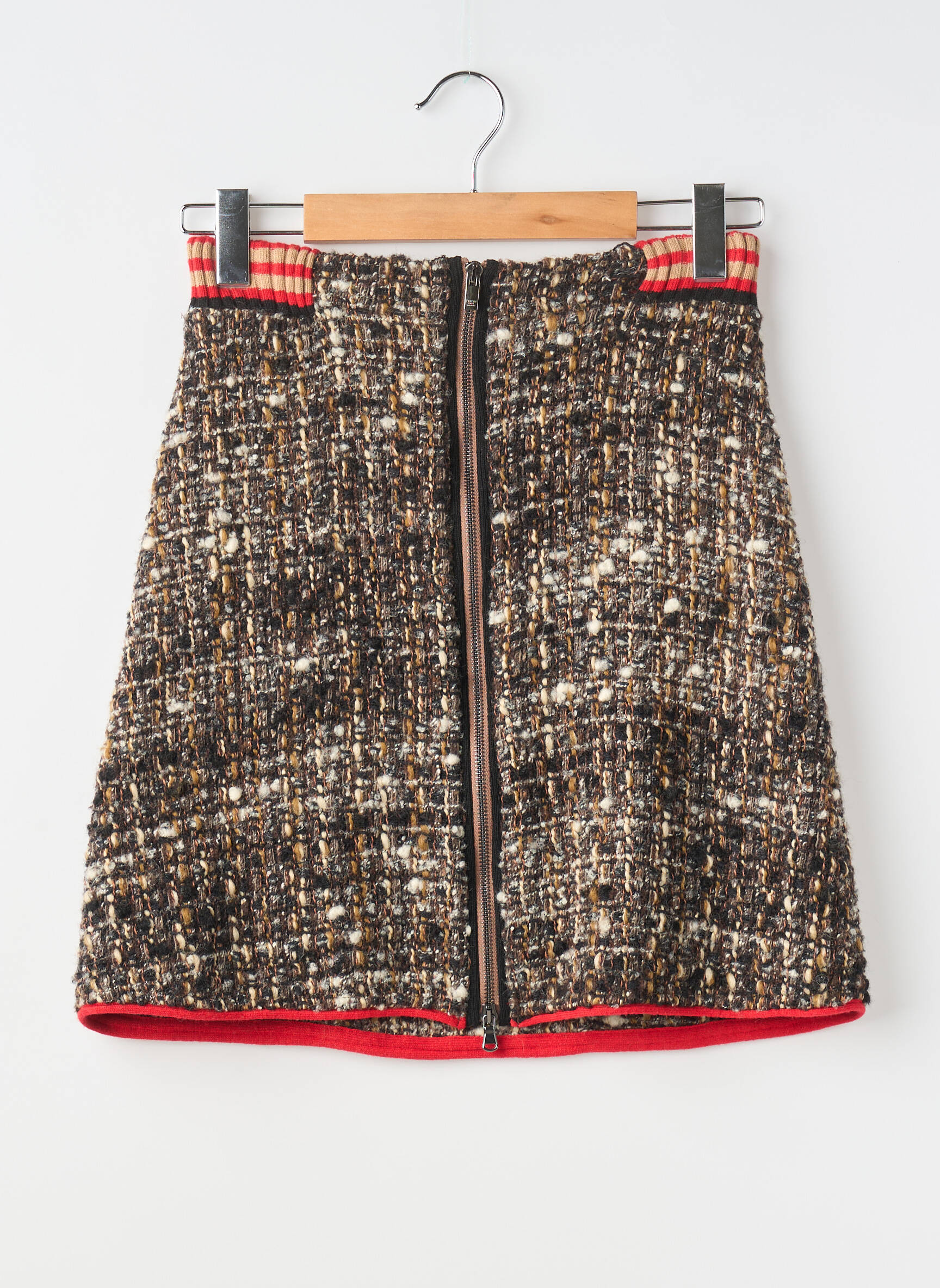 Trumpas sijonas elastinė dydis rudas TRICOT CHIC moteris