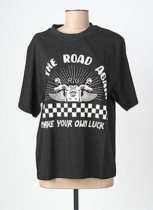 T-marškinys tiesi kirpimas trumpas rankovės juodas ROSE GARDEN moteris