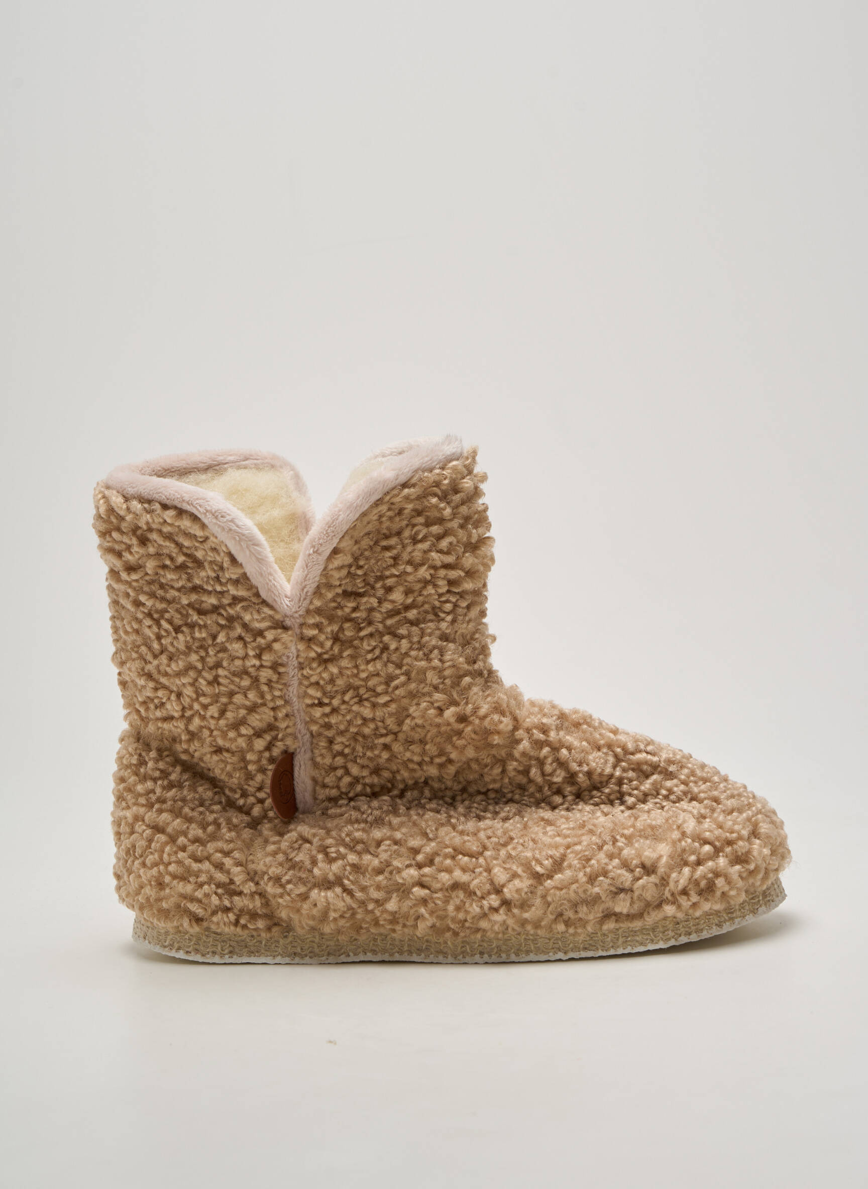 Bateliai/pantofliai apvalus mygtukas plokščias kulnas iki 3 cm bežinis CHAUSSE MOUTON moteris