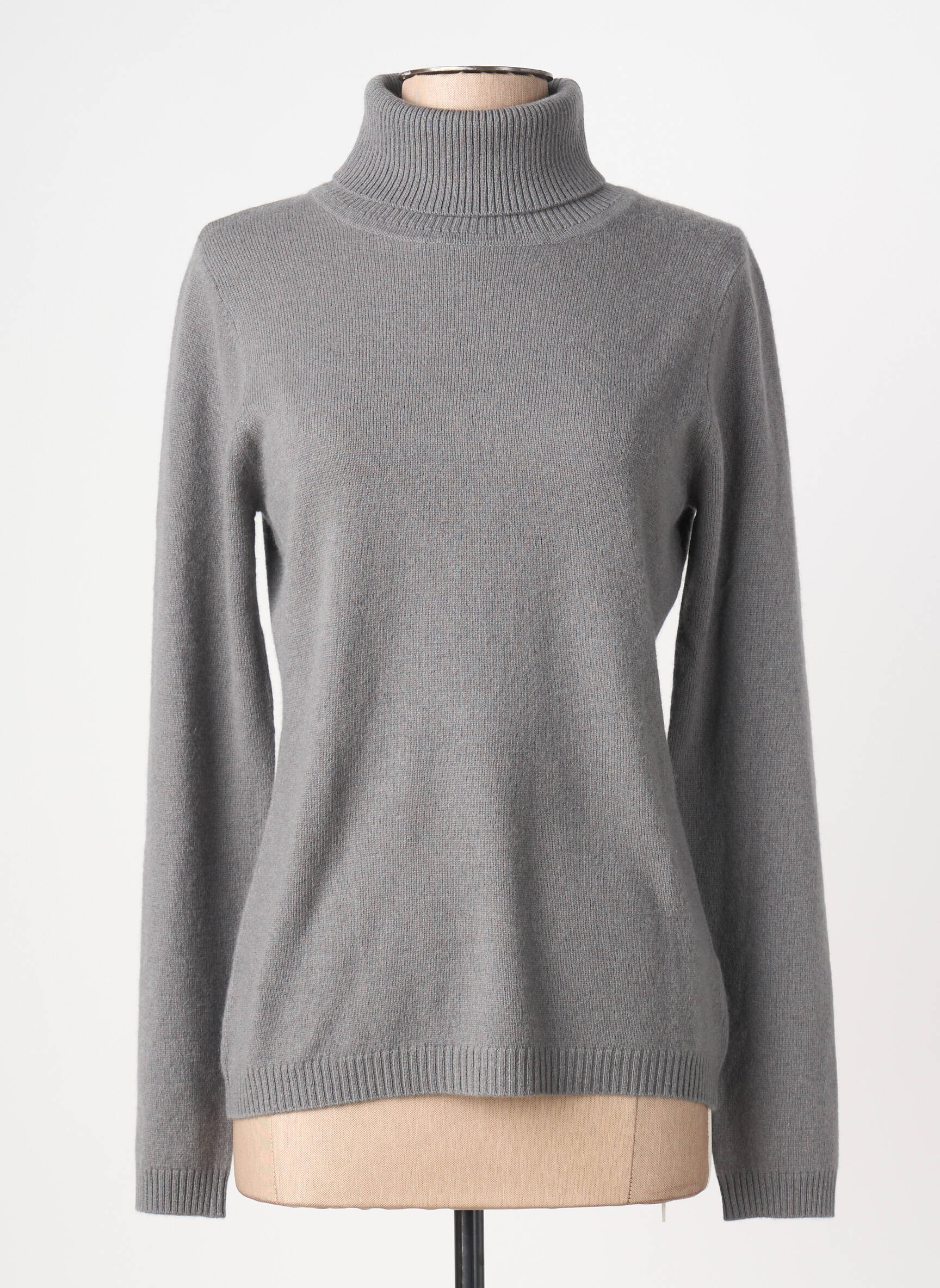 Megztinis su aukštu kaklu centrinė iškirptė ilgos rankovės pilka ABSOLUT CASHMERE moteris