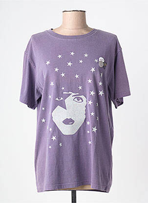 T-marškinys floqué serigrafija trumpas rankovės violetinis NEWTONE moteris