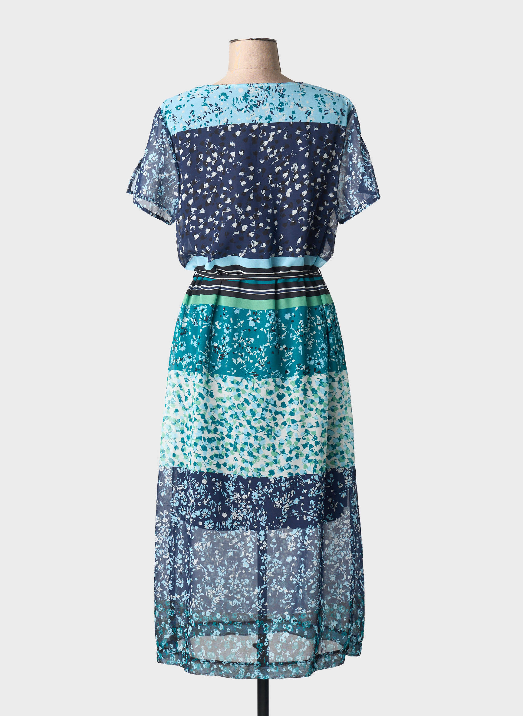 Ilga suknelė fantazijos raštas trumpas rankovės mėlyna GRIFFON moteris