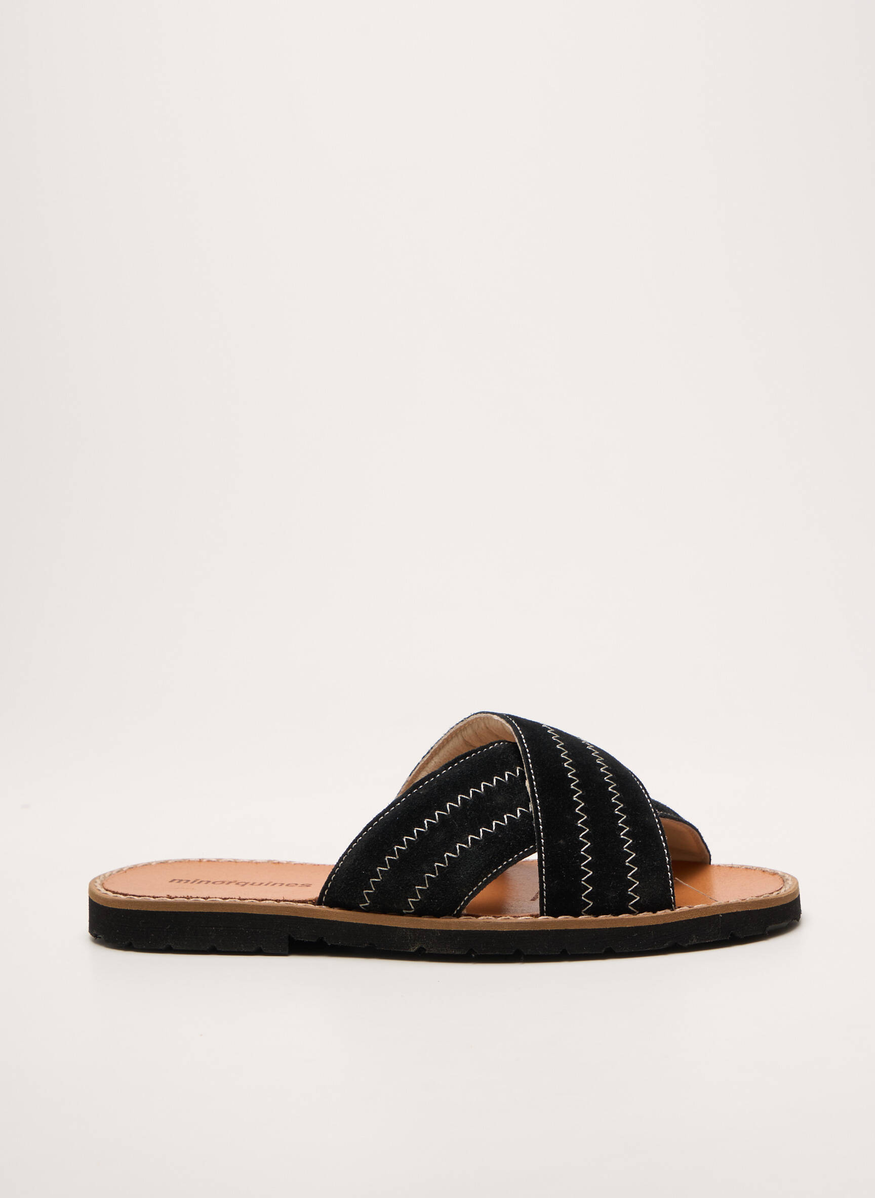 Mule/sabotai chiquet plokščias kulnas iki 3 cm juodas MINORQUINES moteris