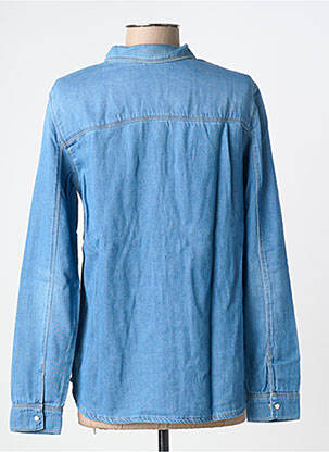 Moteriškas marškinys centrinė iškirptė ilgos rankovės mėlyna DENIM STUDIO moteris