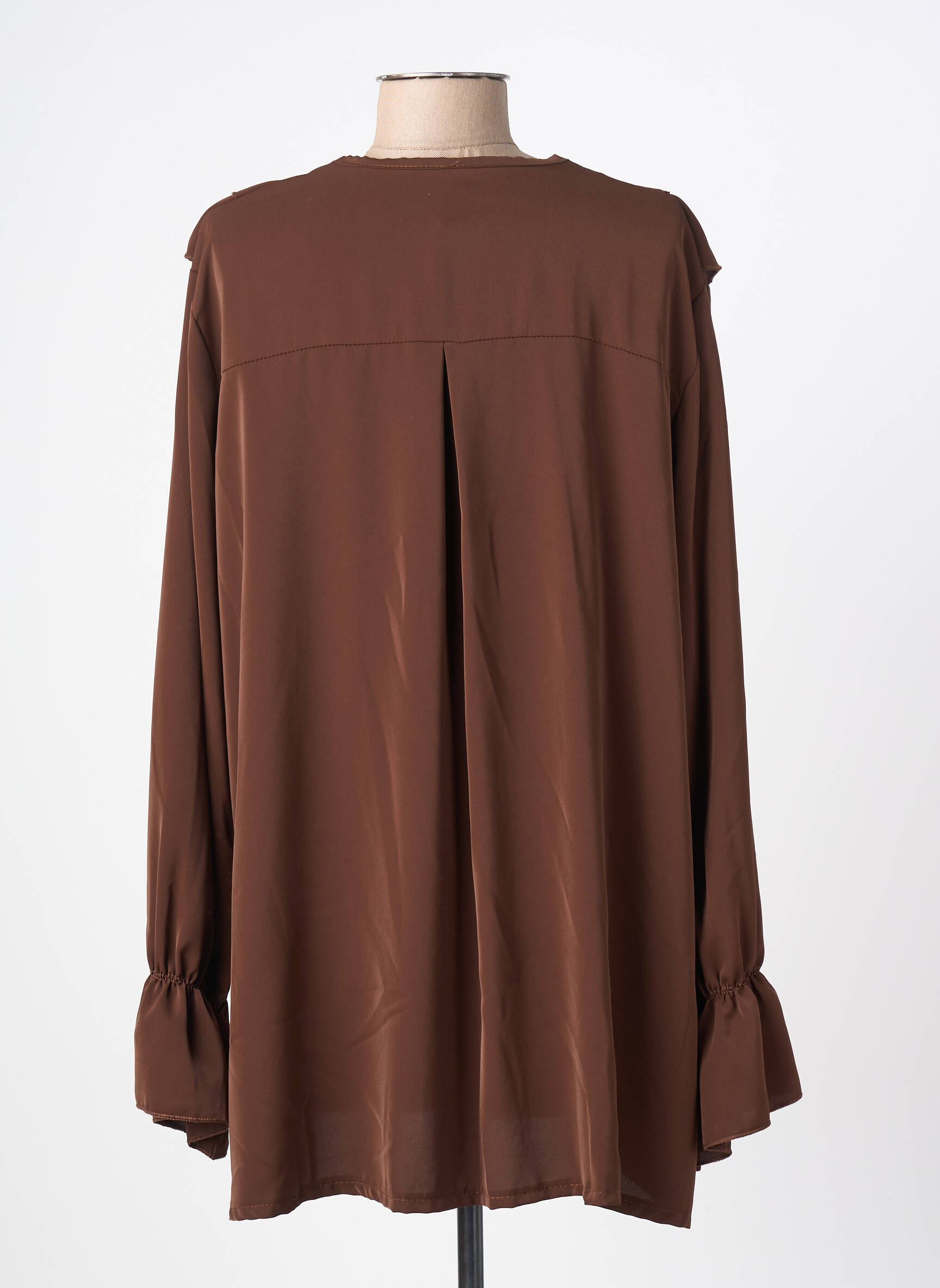 Moteriškas marškinys sklandi forma ilgos rankovės rudas NEW COLLECTION moteris